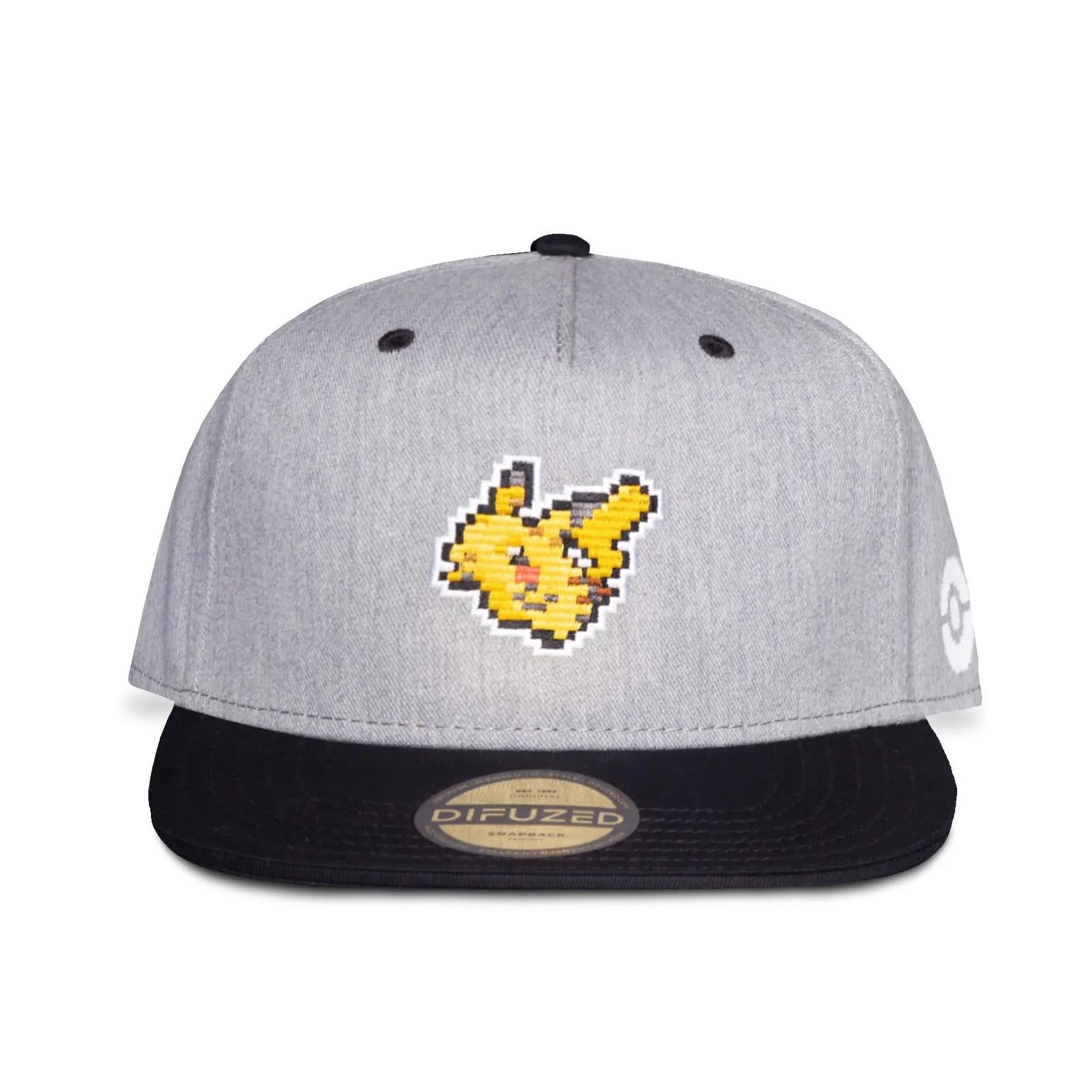 Pokemon Pika Pixelated Snapback Baseball Cap Grey/Black SB687265POK