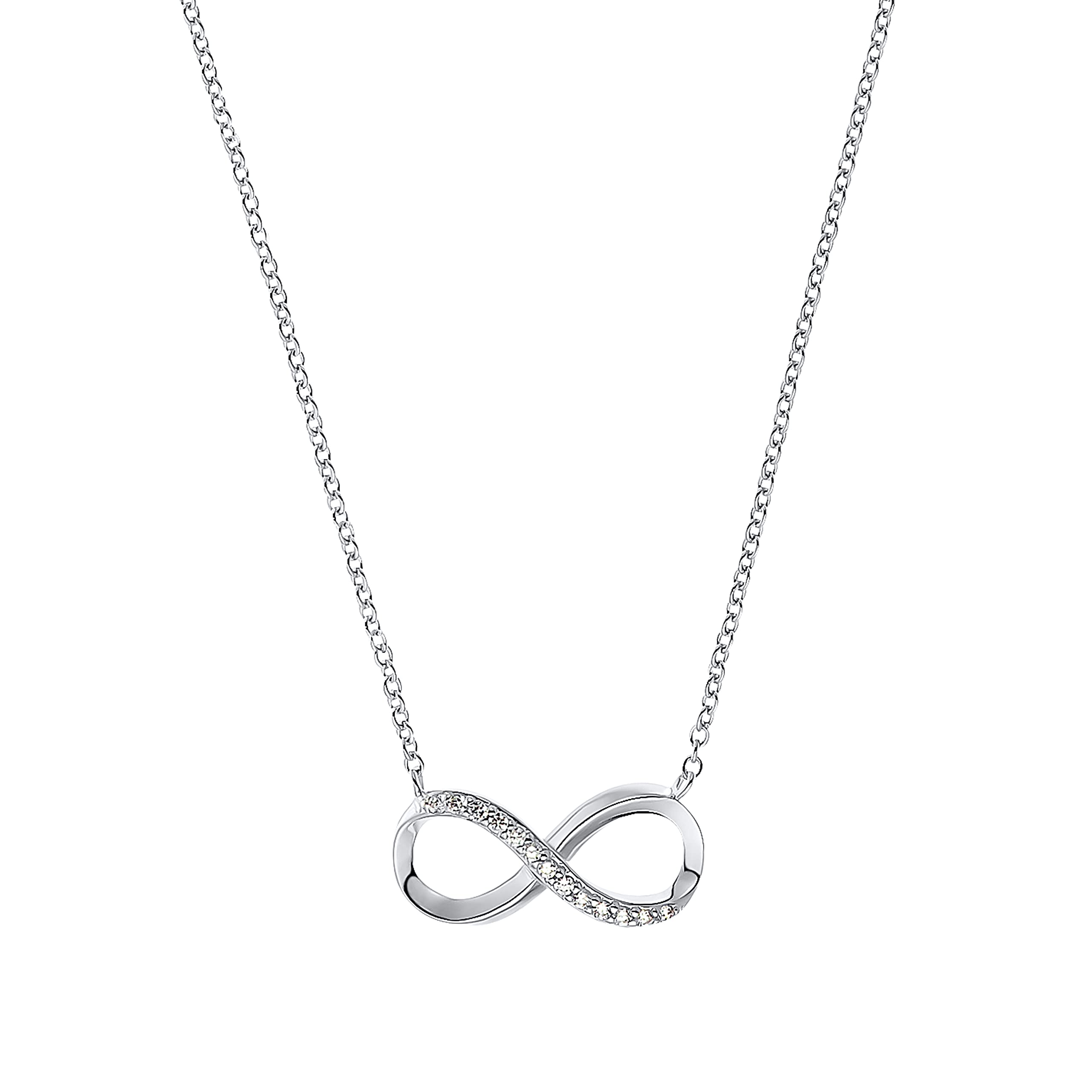 Amor Chain with pendant Women Sets, with Zirconia synth., 43 cm, Silver, Infinity, Comes in jewelry gift box, 2018179
