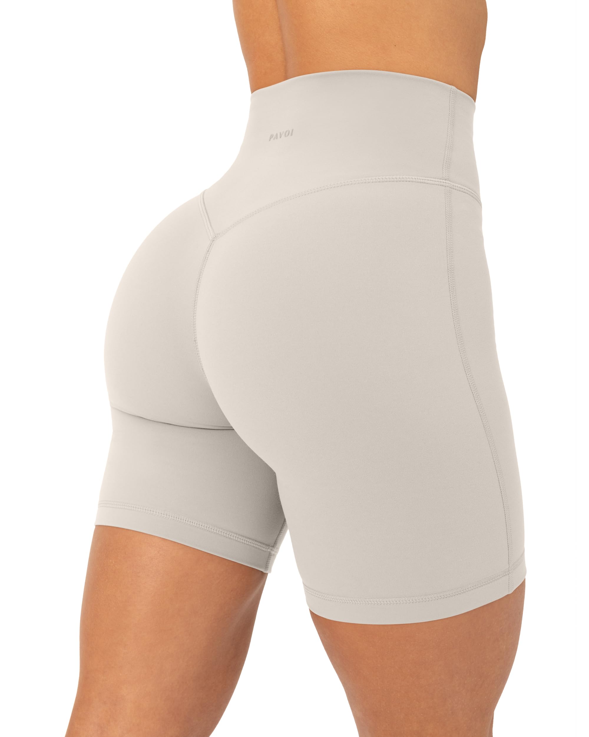 PAVOI ACTIVE Sculpting Shorts | High Waisted Butt Shaping 4" & 6" Women's Biker Low Impact Shorts | FlexFlow XS to 4X Plus, Moon, S