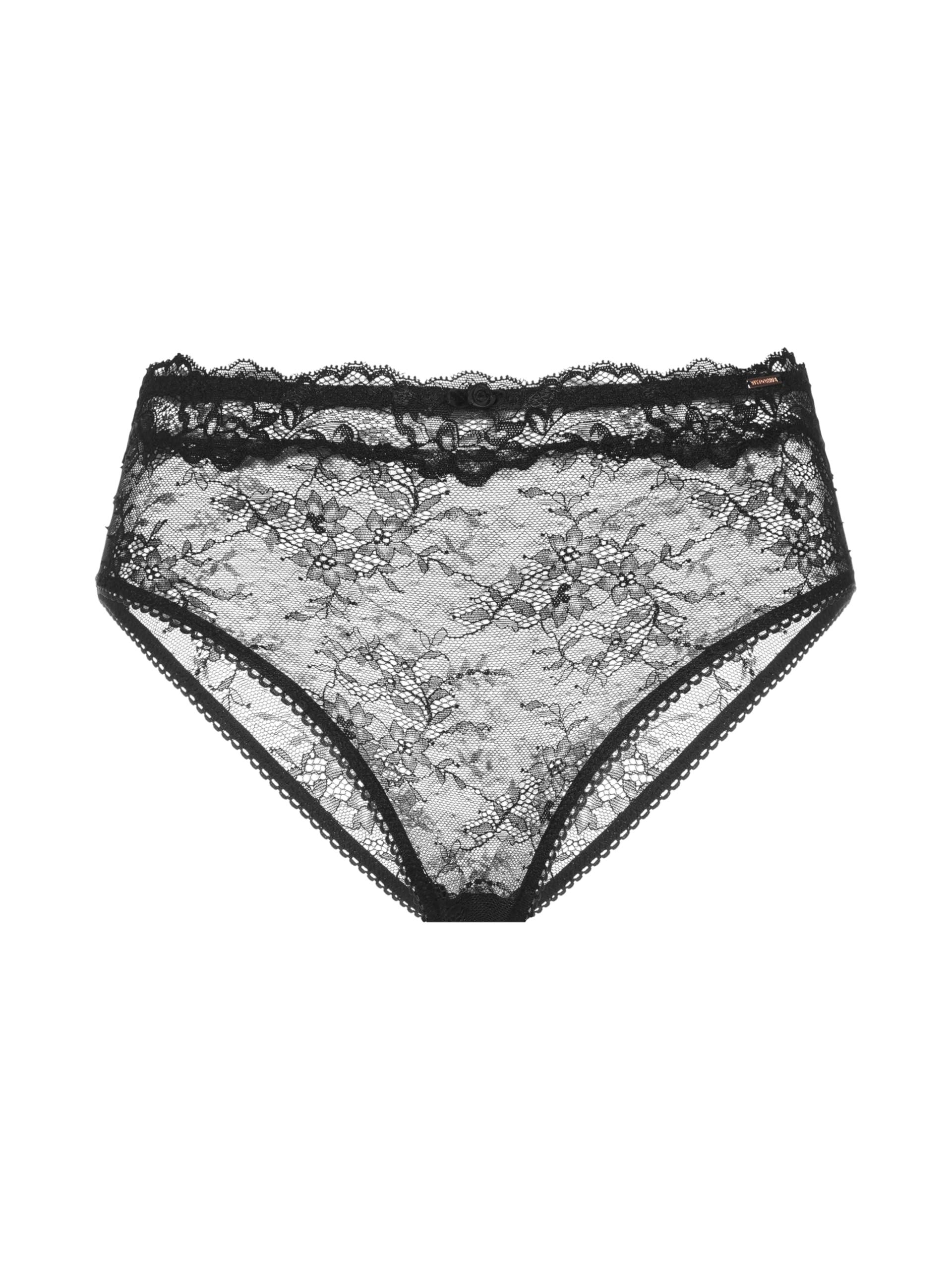 DORINA ORIGINS Cheeky Brief, High-Leg Cut with Allover Lace, Picot Elastic Trim, Bow Detail, Black