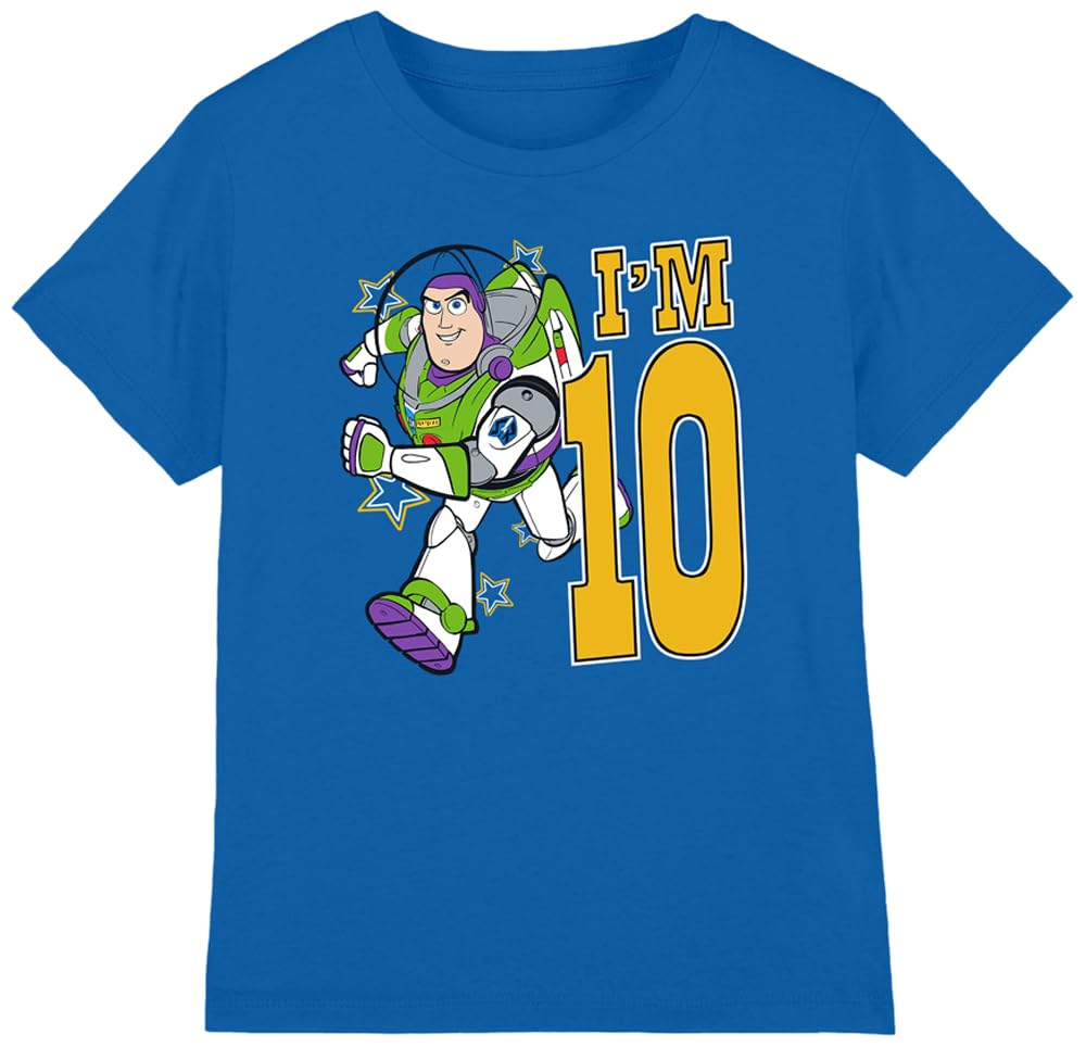 Toy Story Boys Birthday Buzz I'm 10 Unisex Kids T-Shirt, Royal, 12-13 Years UK