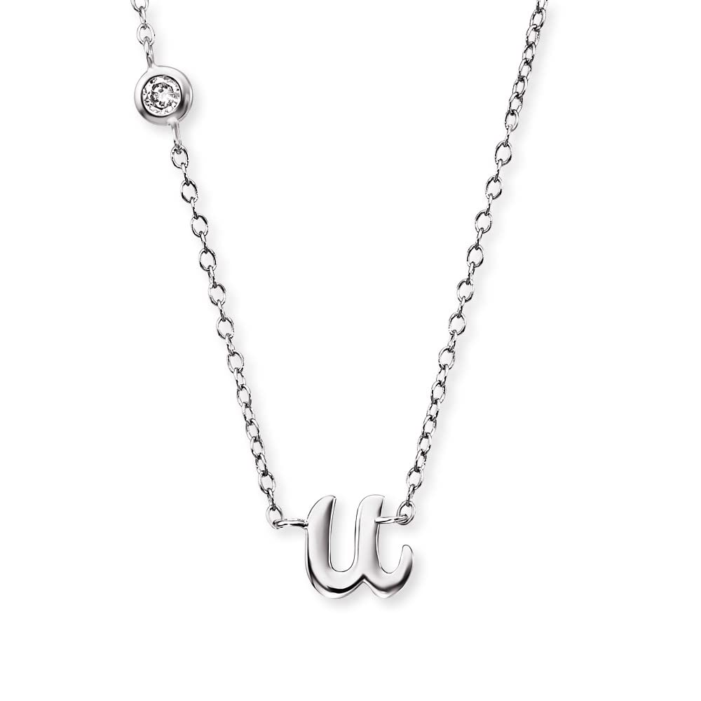 Angel Whisperer ERN-INITIAL-U Pendant with Chain Letter U with Synthetic Zirconia