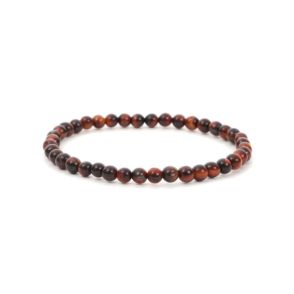 Simpli Basic - Natural Red Tiger Eye Gemstone Bracelet, Handmade, Authentic Material, Adjustable Fit, Protection, Good Luck, Mental Clarity, Boosts Motivation