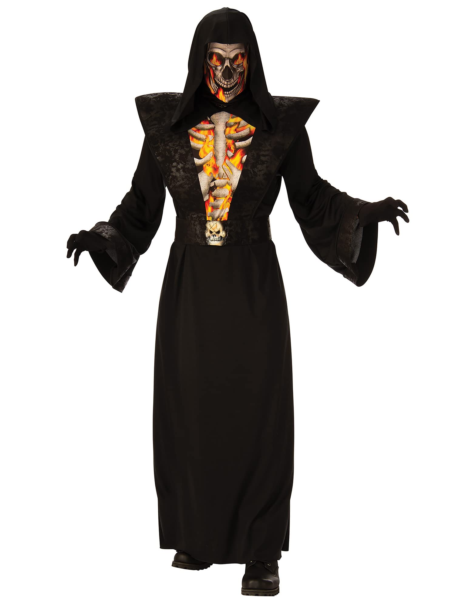 Bristol Novelty 301585XL Fiery Skeleton Reaper Adult Costume, Men, Black, XL Halloween, World Book Day