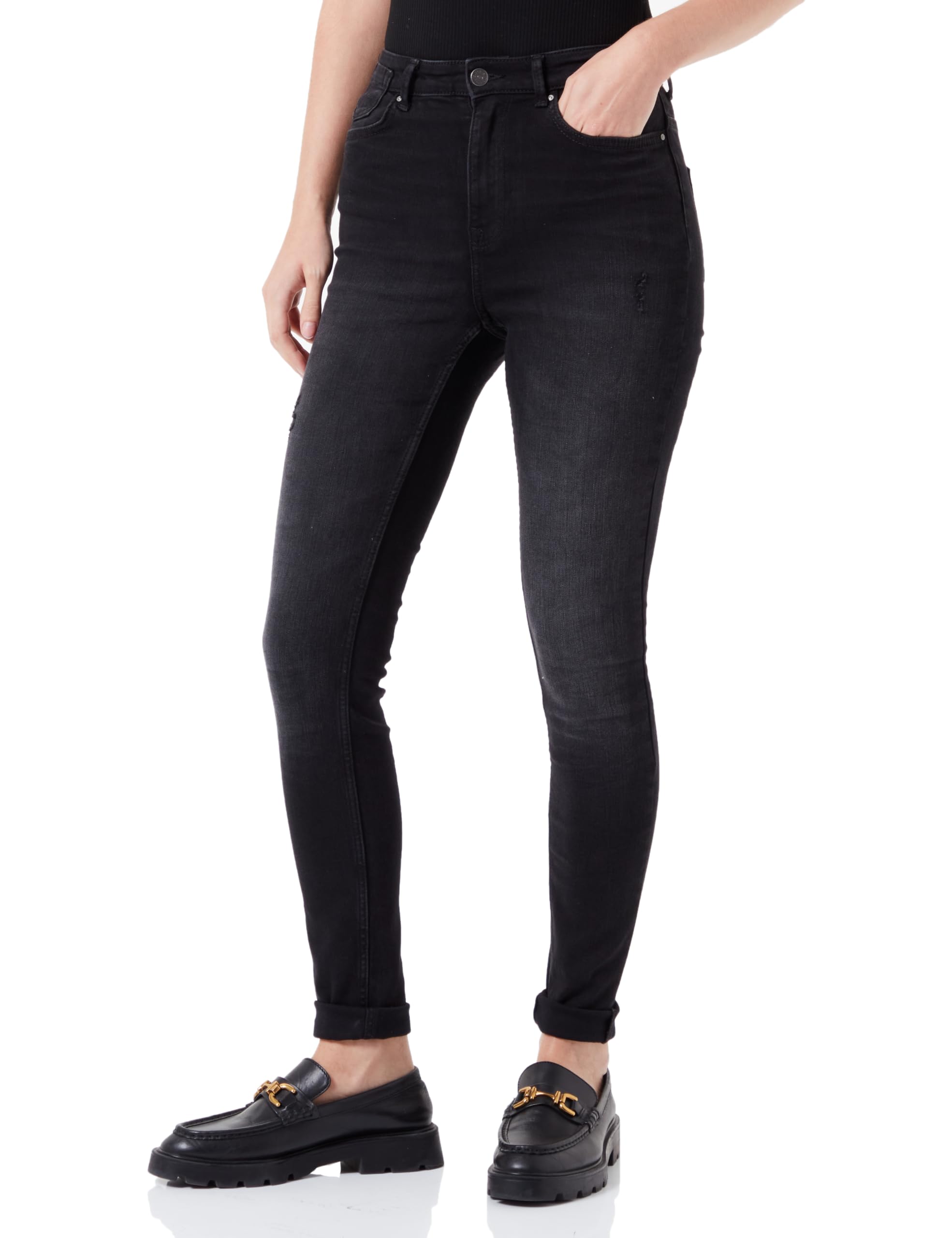 ONLY Women's Onlforever High Skinny DNM Ext Jeans, Washed Black, XS / 32L