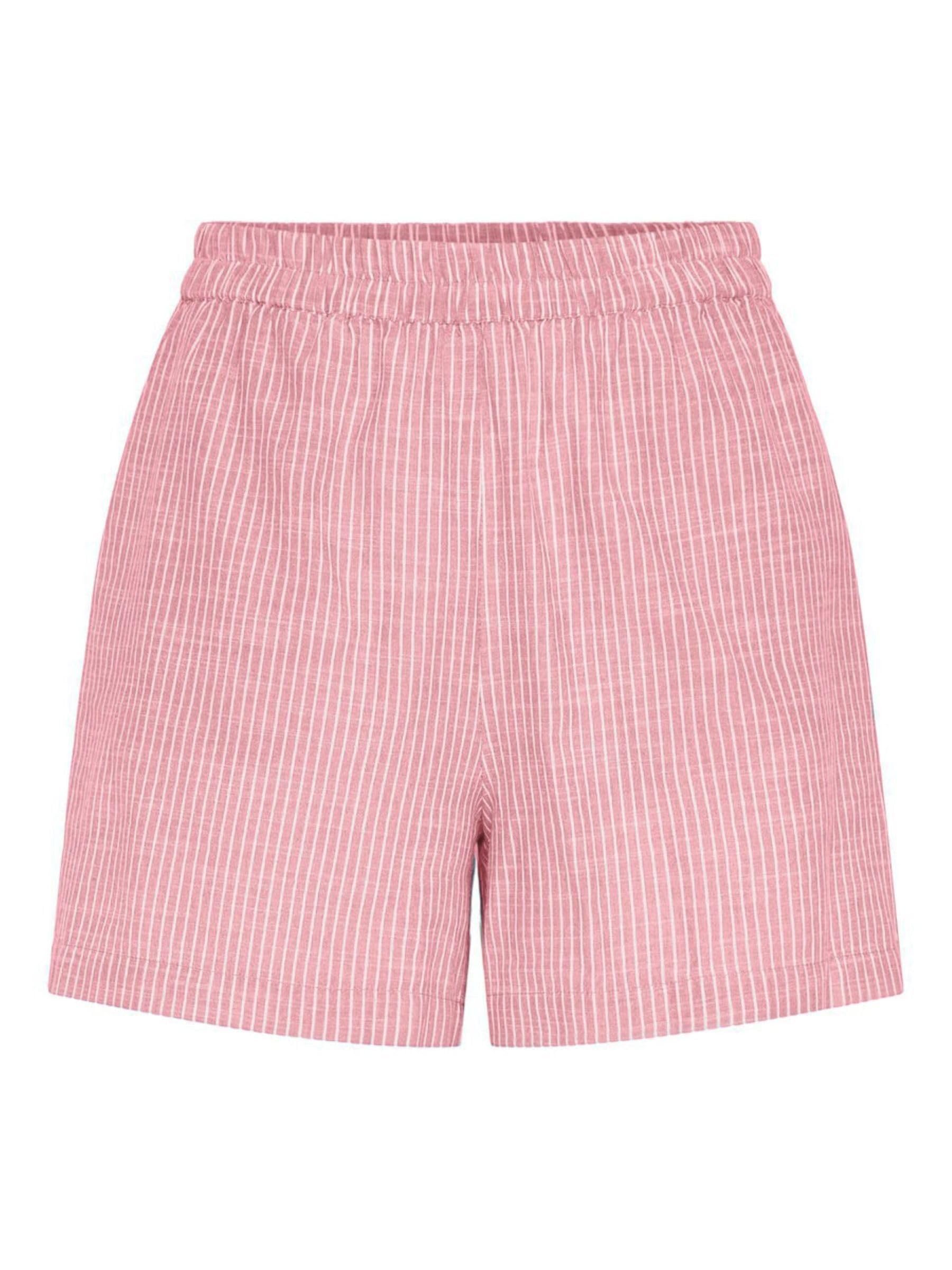 Pieces Women's Pcapia Hw Mm Shorts, Pink Lemonade/Stripes: Bright White, L