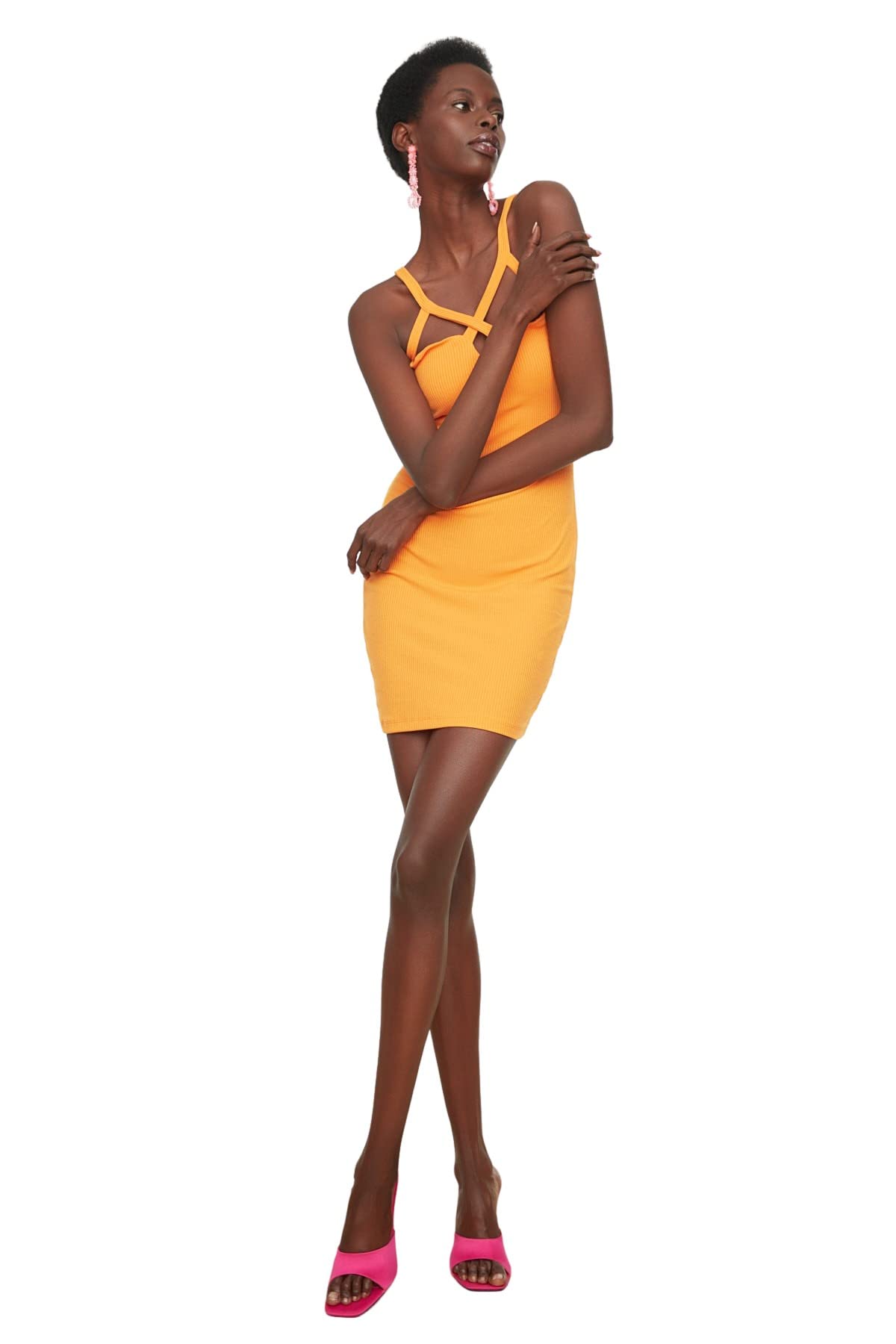 Trendyol Women's Maxi Shift Fitted Evening & Prom Dress, Black, 42