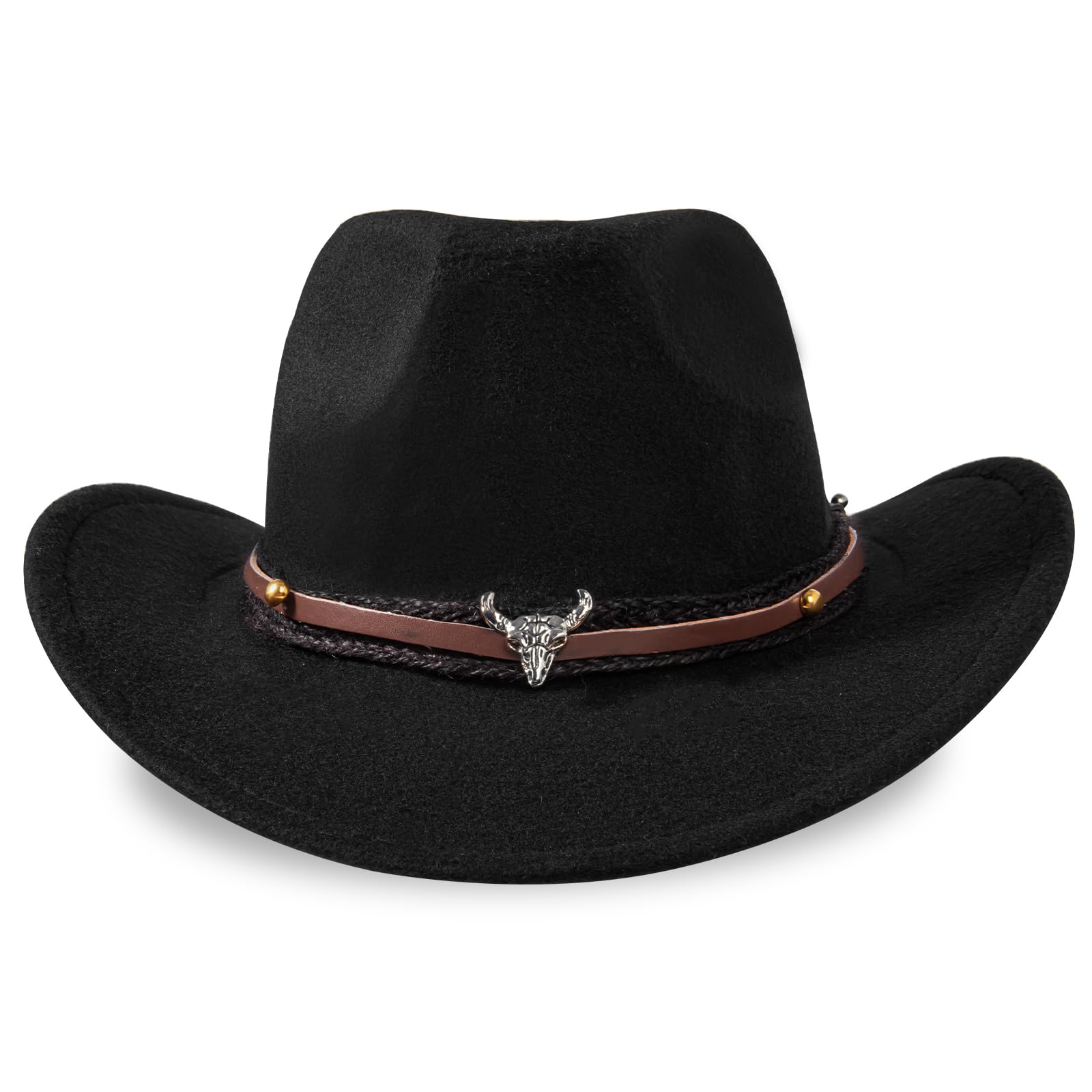 EGSHUFU Cowboy Hat Halloween Costume Cowgirl Hat for Women Men Adult Western Cow Girl Hat (Black)