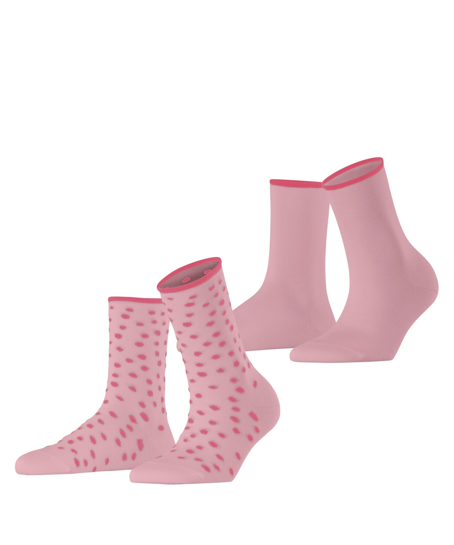 ESPRIT Women's Sketched Dot Multipack W So Cotton Patterned 2 Pairs Socks, Pink Flamingo 8402, 2.5-5
