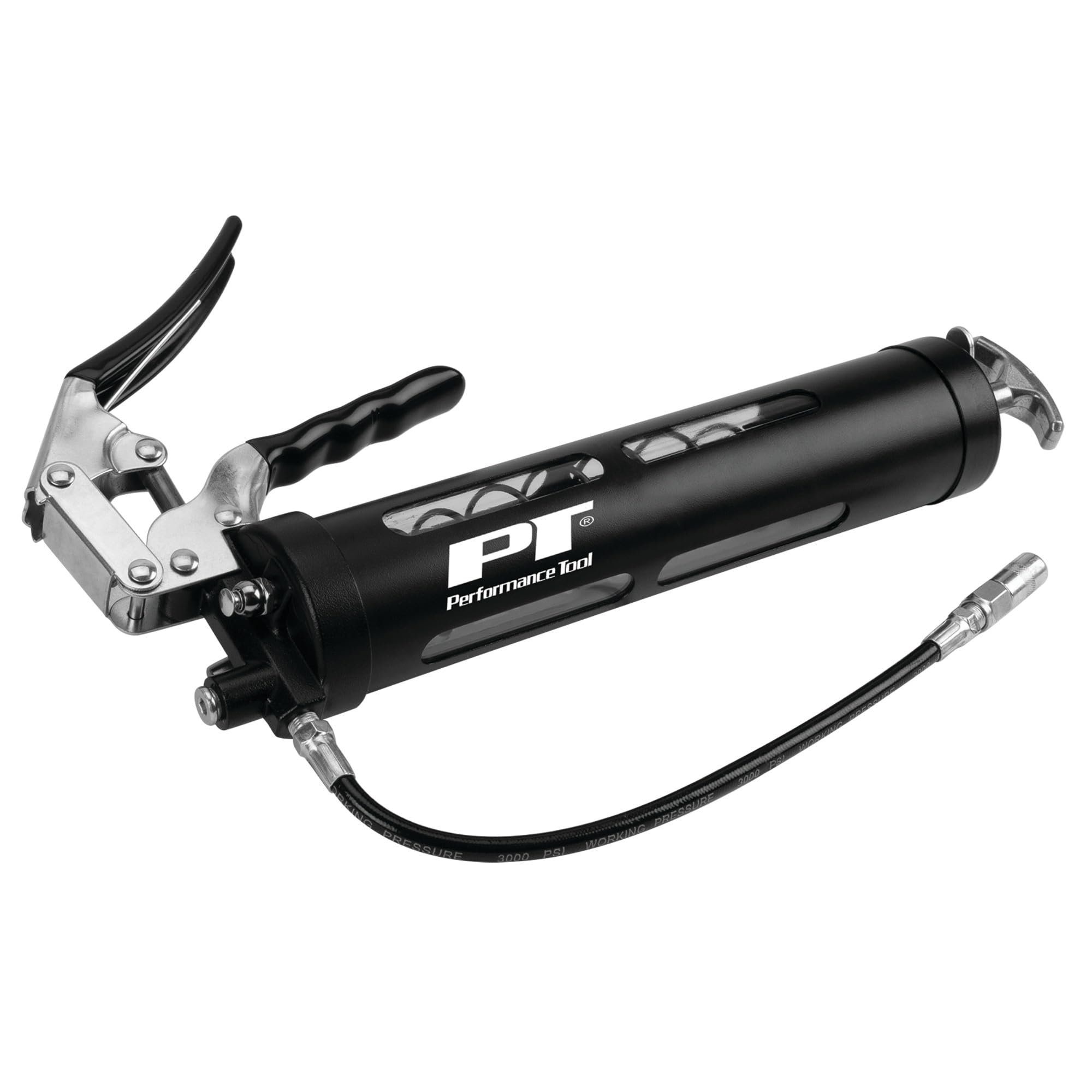 Performance Tool W54294 Clear View Pistol Action Manual Grease Gun with 12" Wipe Hose and Coupler
