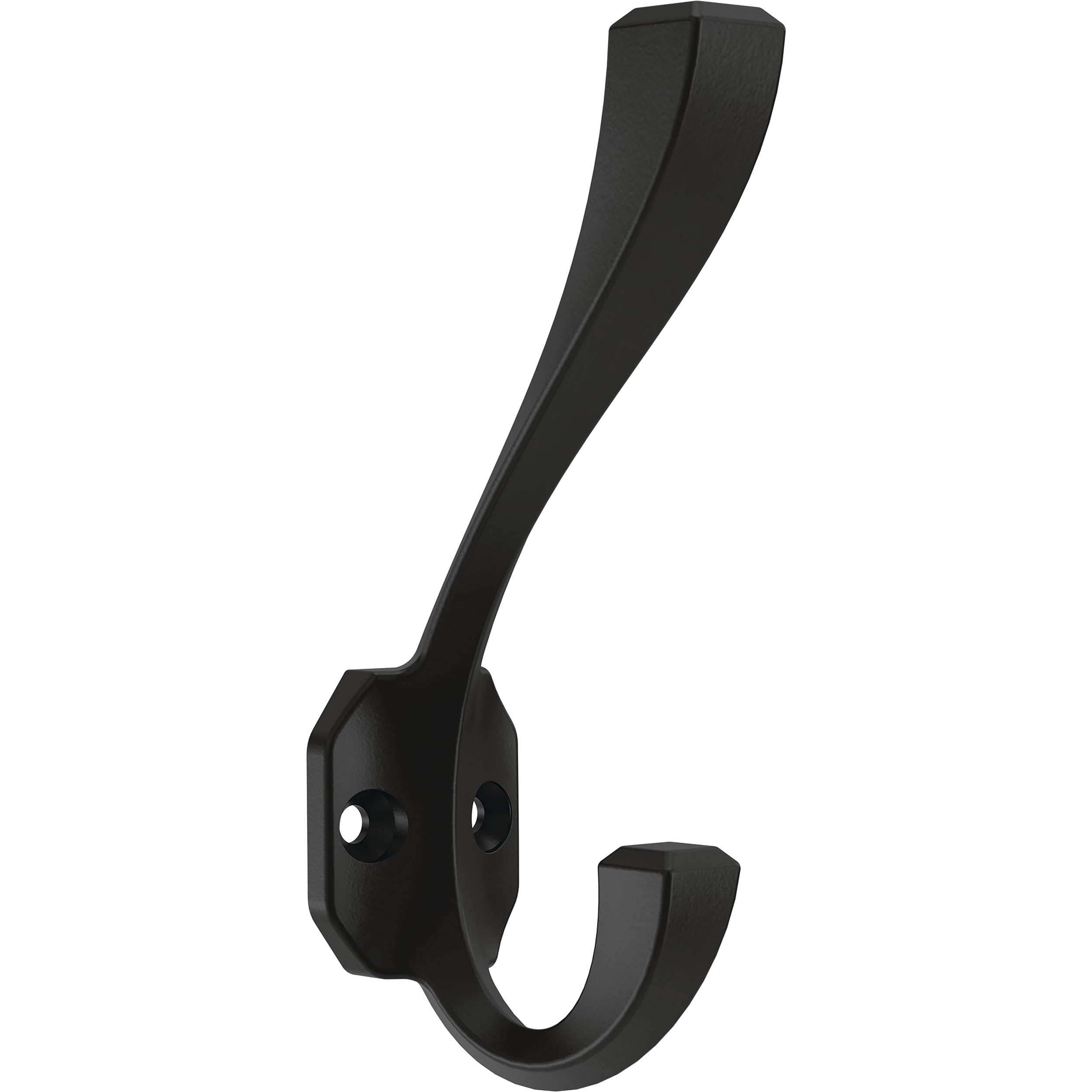 Franklin Brass Napier (4-Pack) Coat and Hat Wall Hooks Double Hooks for Mounted Hanging Matte Black for Mounted Hanging Hanger Backpack, Purse, Bag, Towel Organization Decorative B47254K-FB-C