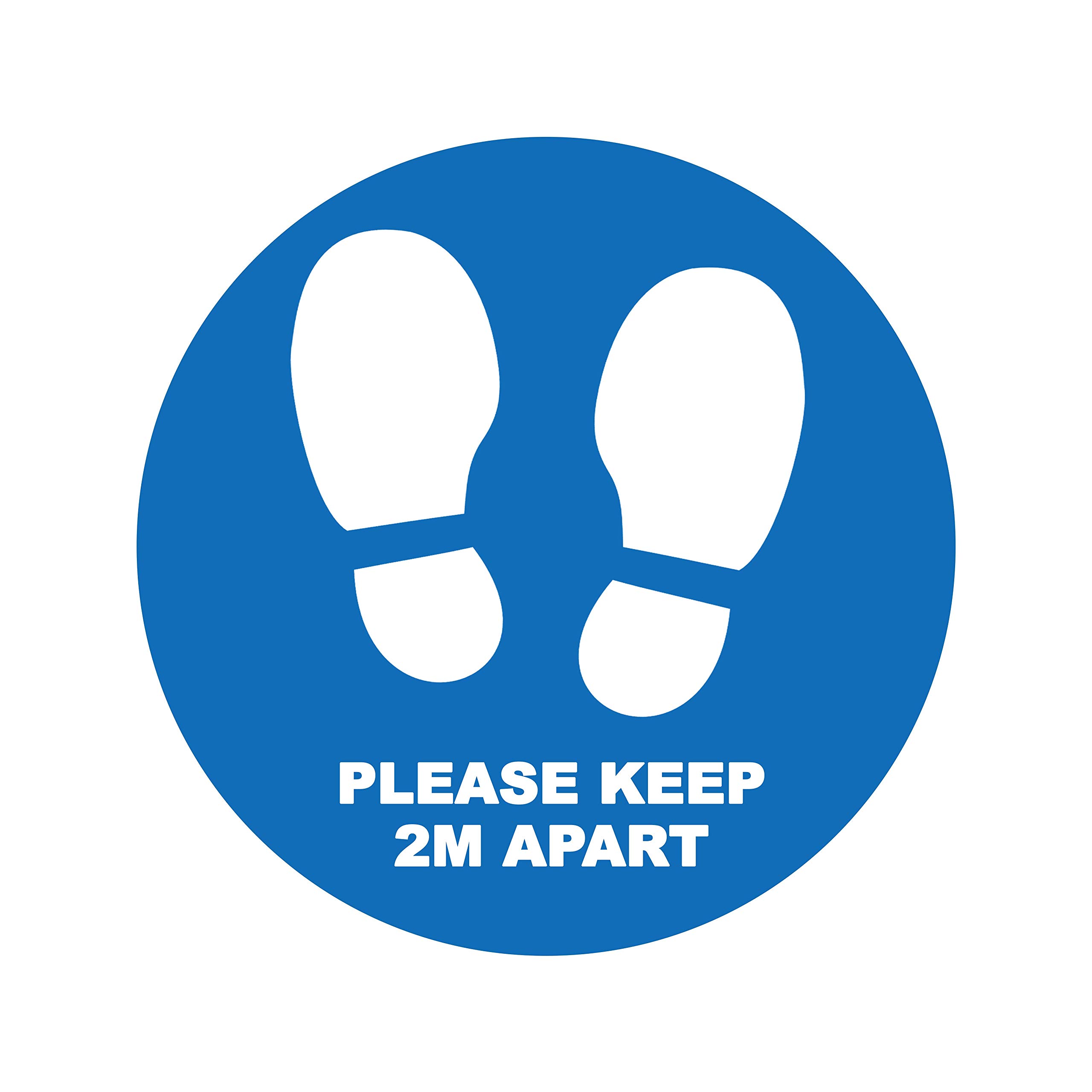 10 x please keep 2 m apart - social distancing landscape floor safety sign self adhesive vinyl weather proof label sticker - 10cm x 10cm - (SC-16)