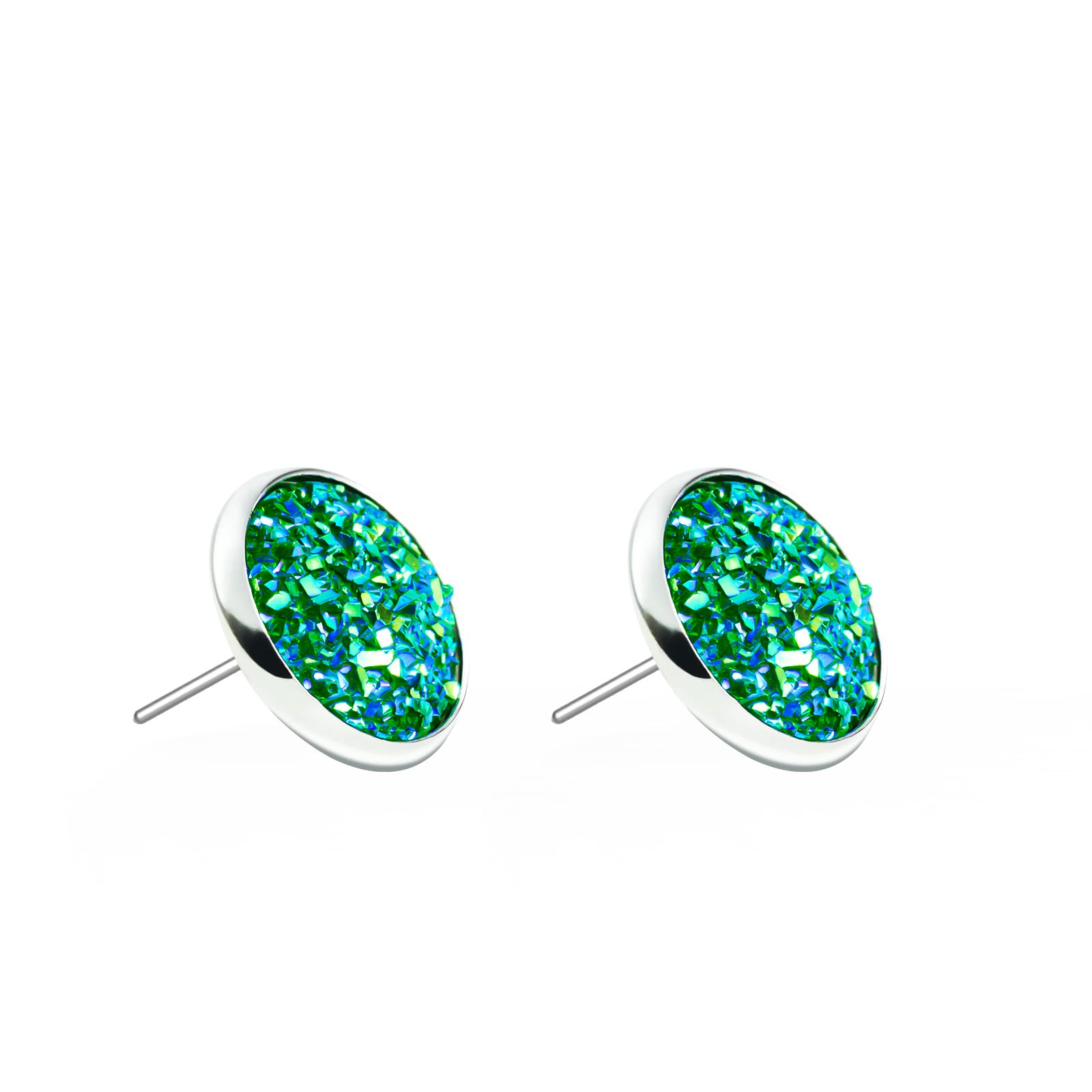 SXCDD Round Earrings, Green, One Size