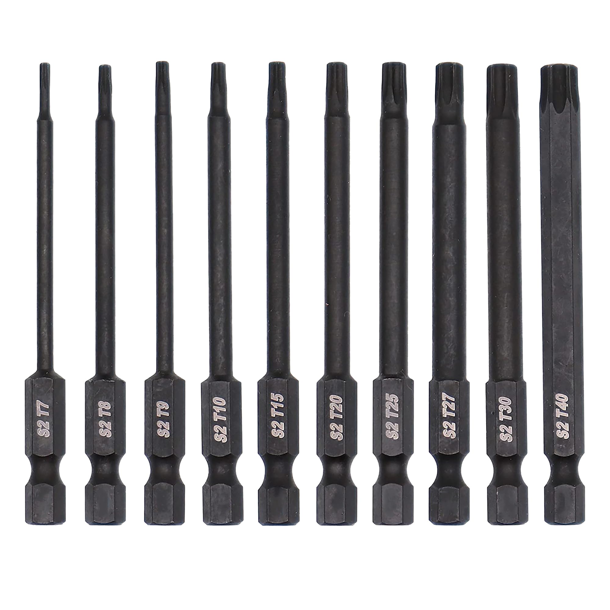 Dekton 10pc 100mm S2 Steel Impact Bits T7-t40- Specifically Designed for Use with Impact Drivers| Forged Tip for Greater Impact Resistance| Torsion Heat-Treated| S2 Grade Steel| High Torque Load Use