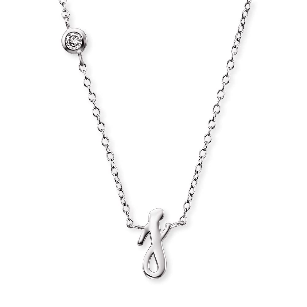 Angel Whisperer ERN-INITIAL-J Pendant with Chain Letter J Rhodium-Plated