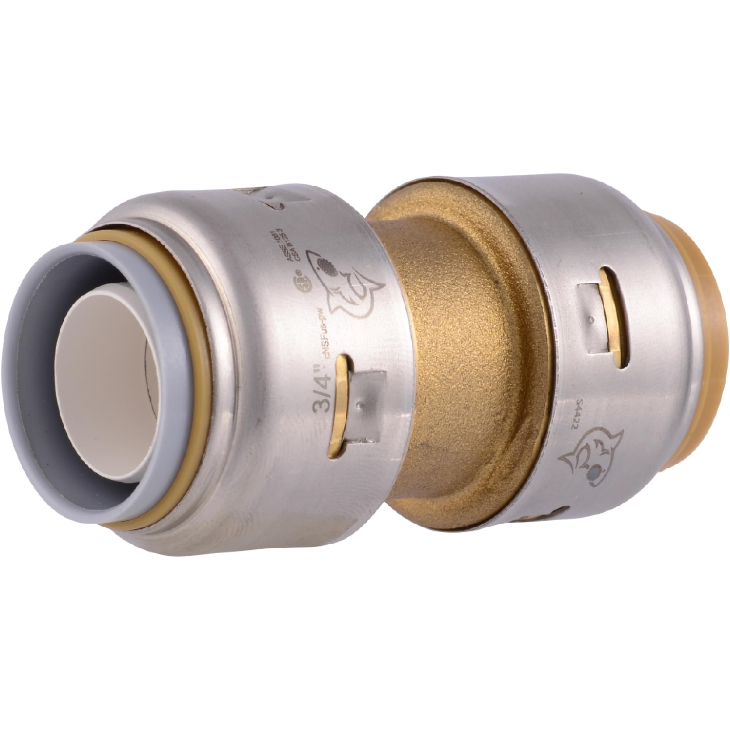 SharkBite Max 3/4 Inch Polybutylene Transition Coupling, Push to Connect Brass Plumbing Fitting, PEX Pipe, Copper, CPVC, PE-RT, HDPE, UR4016A