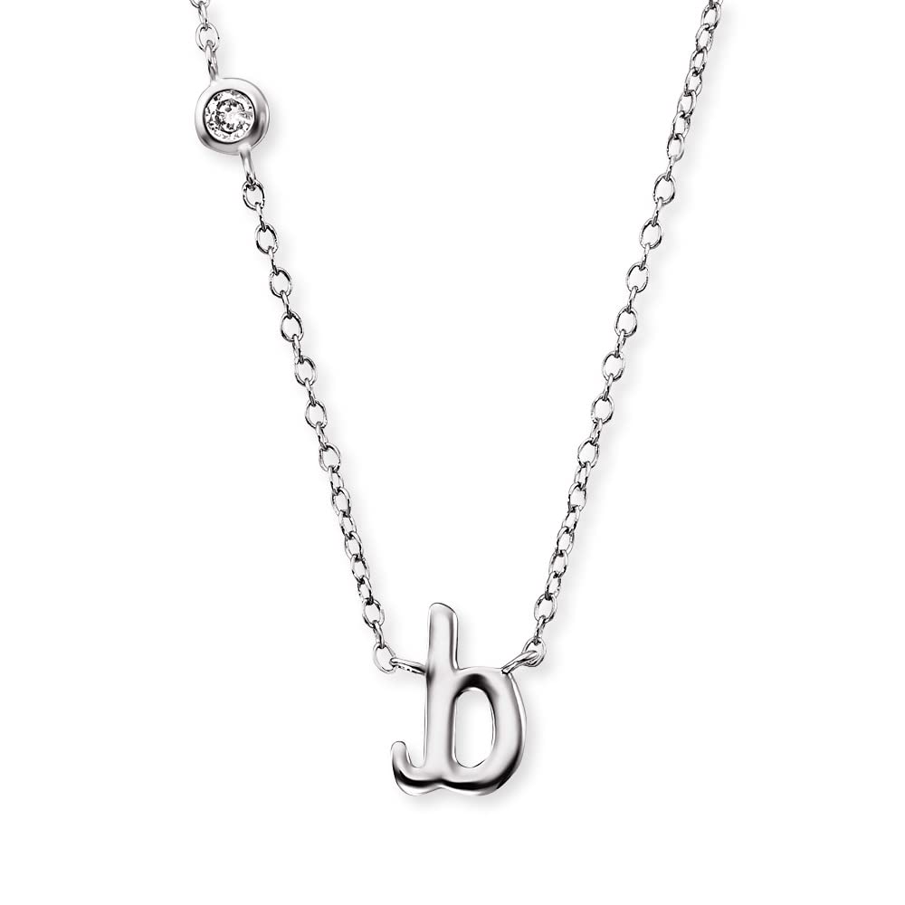 Angel Whisperer ERN-INITIAL-B Pendant with Chain Letter B Rhodium-Plated