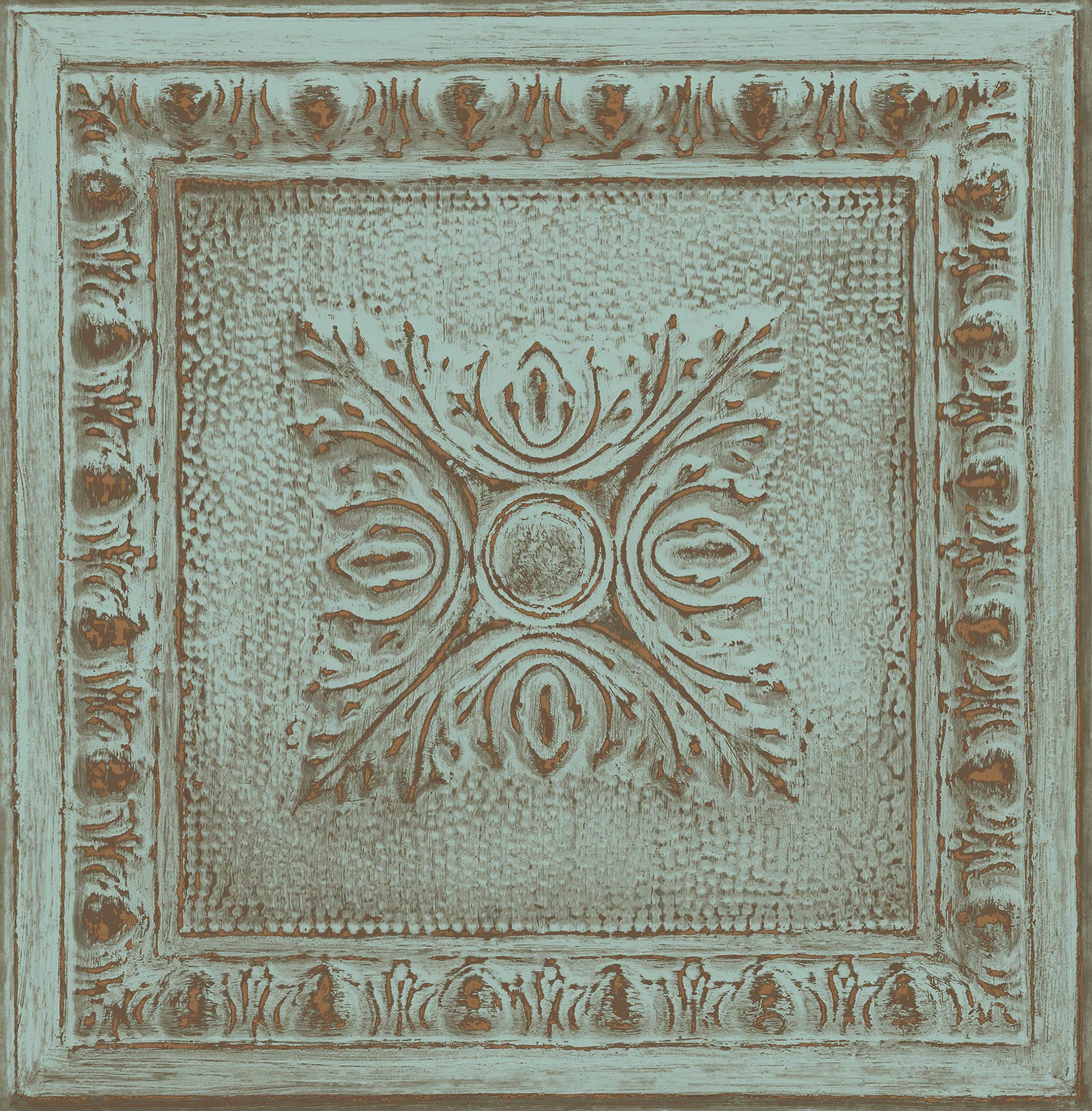 FD24032 - Restored Turquoise Copper Ornamental Tin Ceiling Fine Decor