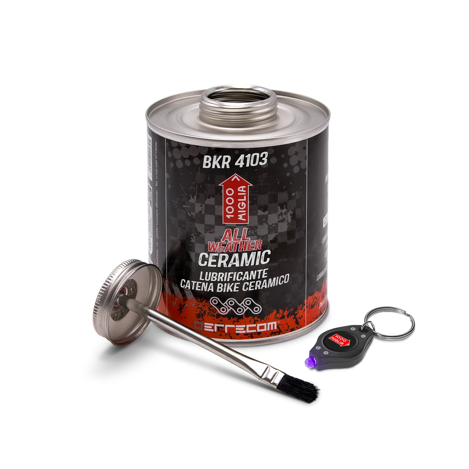 Errecom 1000 Miglia BKR 4103 CERAMIC ALL WEATHER Lube Bike Chain for all Weather Conditions - 900 ml, fluorescent and scented formula, All-In-One Can, Brush included