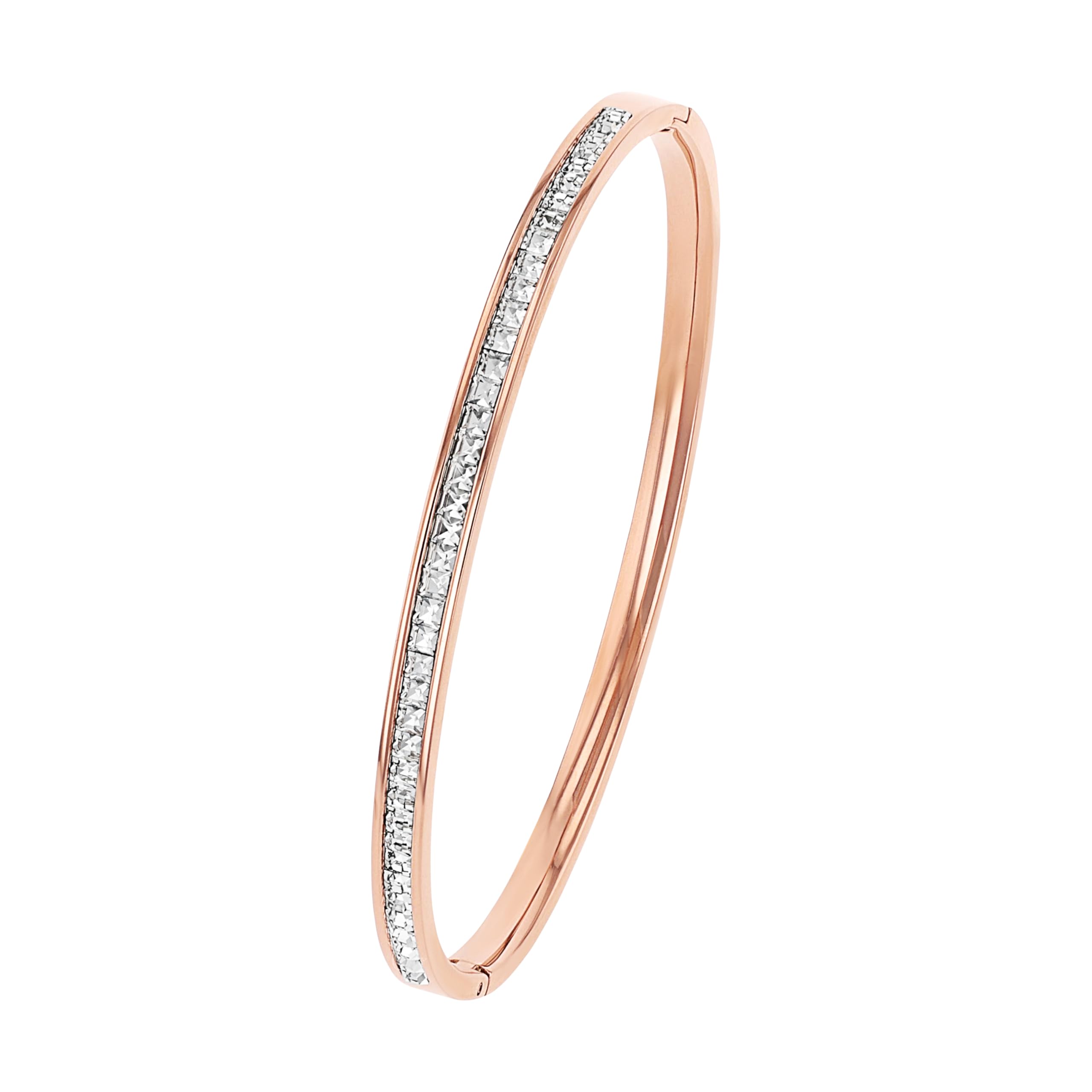 s.Oliver Bangle Women Arm jewelry, with Crystal, 6,3 cm, Rosé, Comes in jewelry gift box, 2018536
