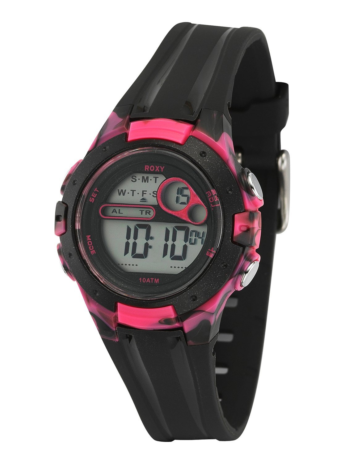 Roxy The Tour Women's Digital Watch with LCD Dial Digital Display and Black Silicone Strap RX/1014BKPK