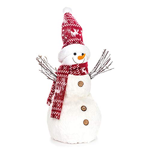 EUROCINSA White Snowman with Hat and Red Scarf 36 x 52 cm 2pcs, Polyspan, One Size