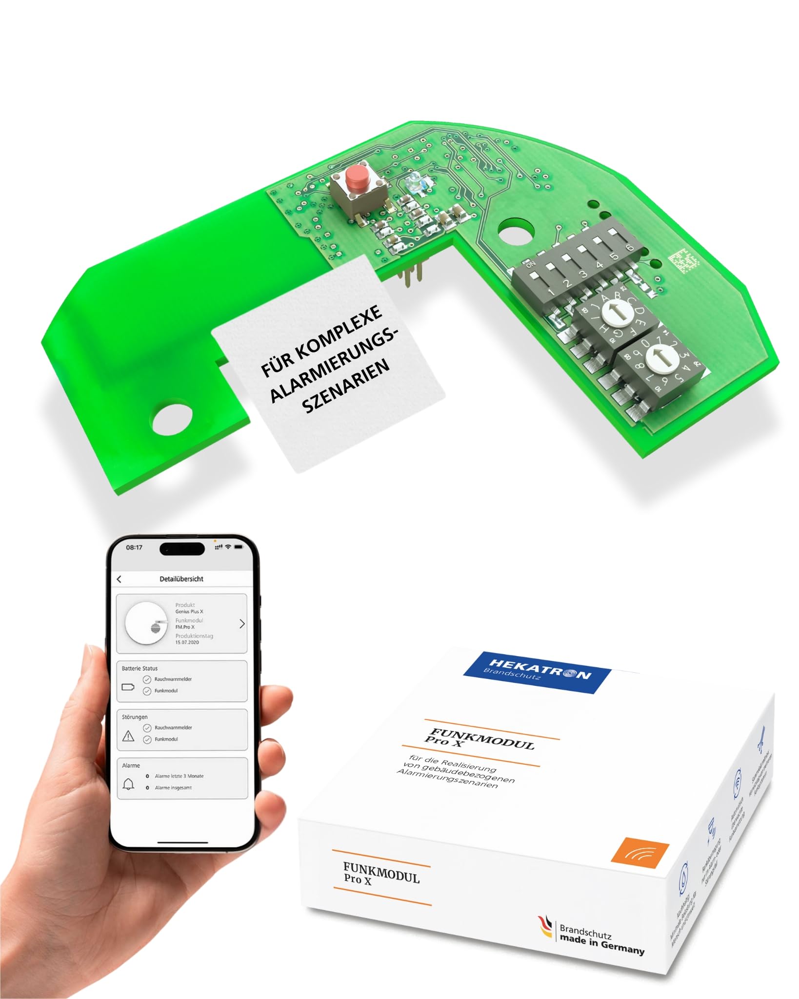 Hekatron Wireless Module Pro X Wireless Networking of up to 70 Smoke Detectors for Maximum Security with 6 Collective Alarm Lines Compatible with Hekatron Genius Plus X Smoke Detectors