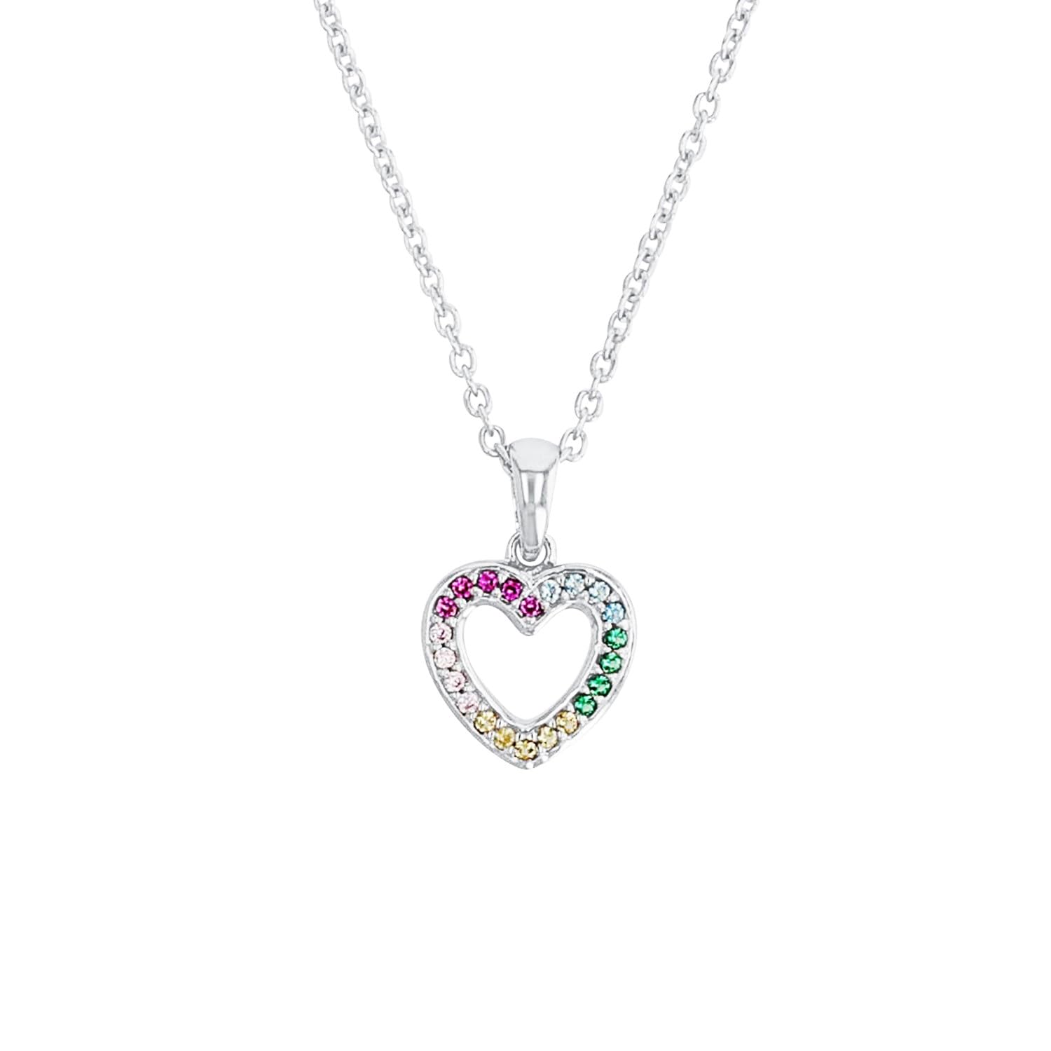 Prinzessin Lillifee necklace with pendant 925 Sterling silver girls' children's necklace, with zirconia synth., 35+3 cm, silver, heart, comes in jewelry gift box 2031167