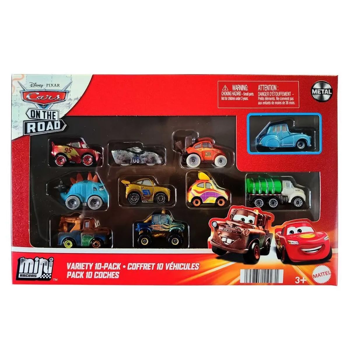 Disney Cars Toys Mini Racers Set of 10 Mini Die-Cast Toy Cars, Derby Racers Series, Featuring Mato, Datz Jammin, Ivy, Mater and More