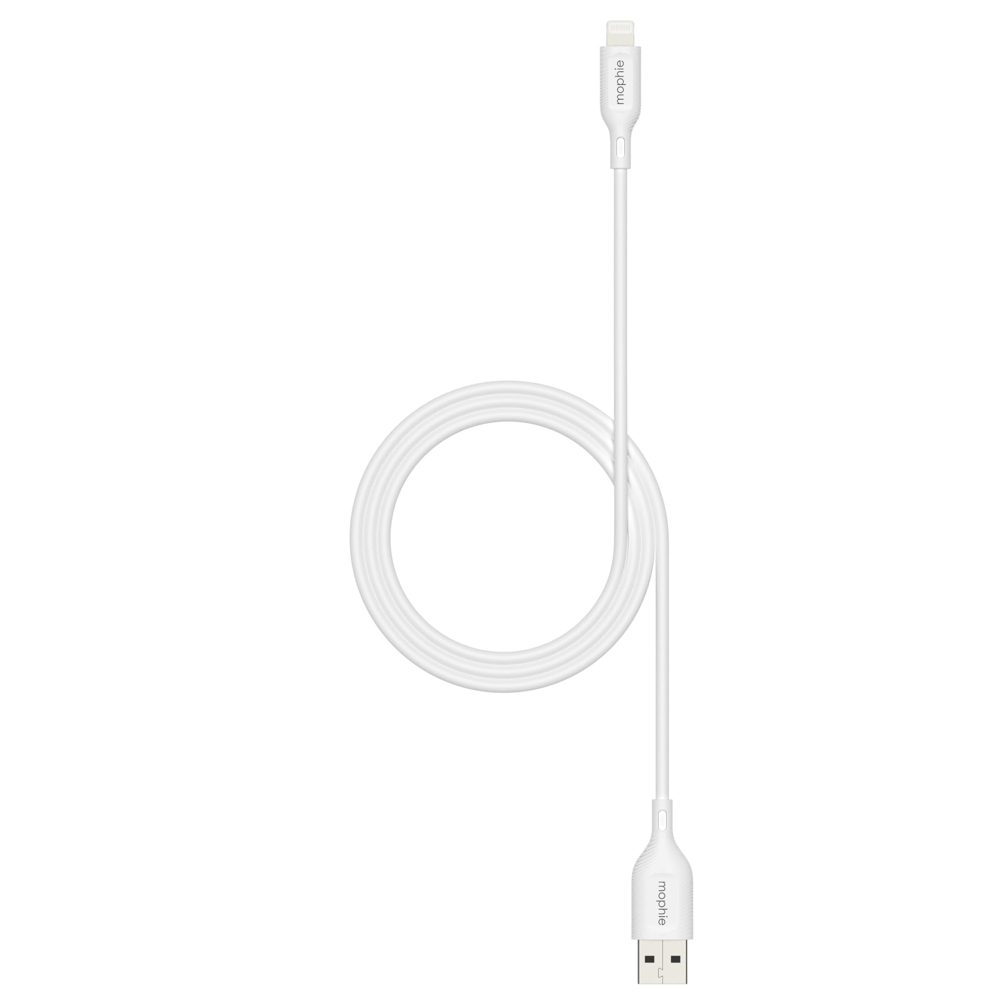 ZAGG mophie Essentials USB-A to Lightning Fast Charger and Data Transfer Cable, PVC, Long-Lasting, Heavy-Duty, 12W, 1m, White