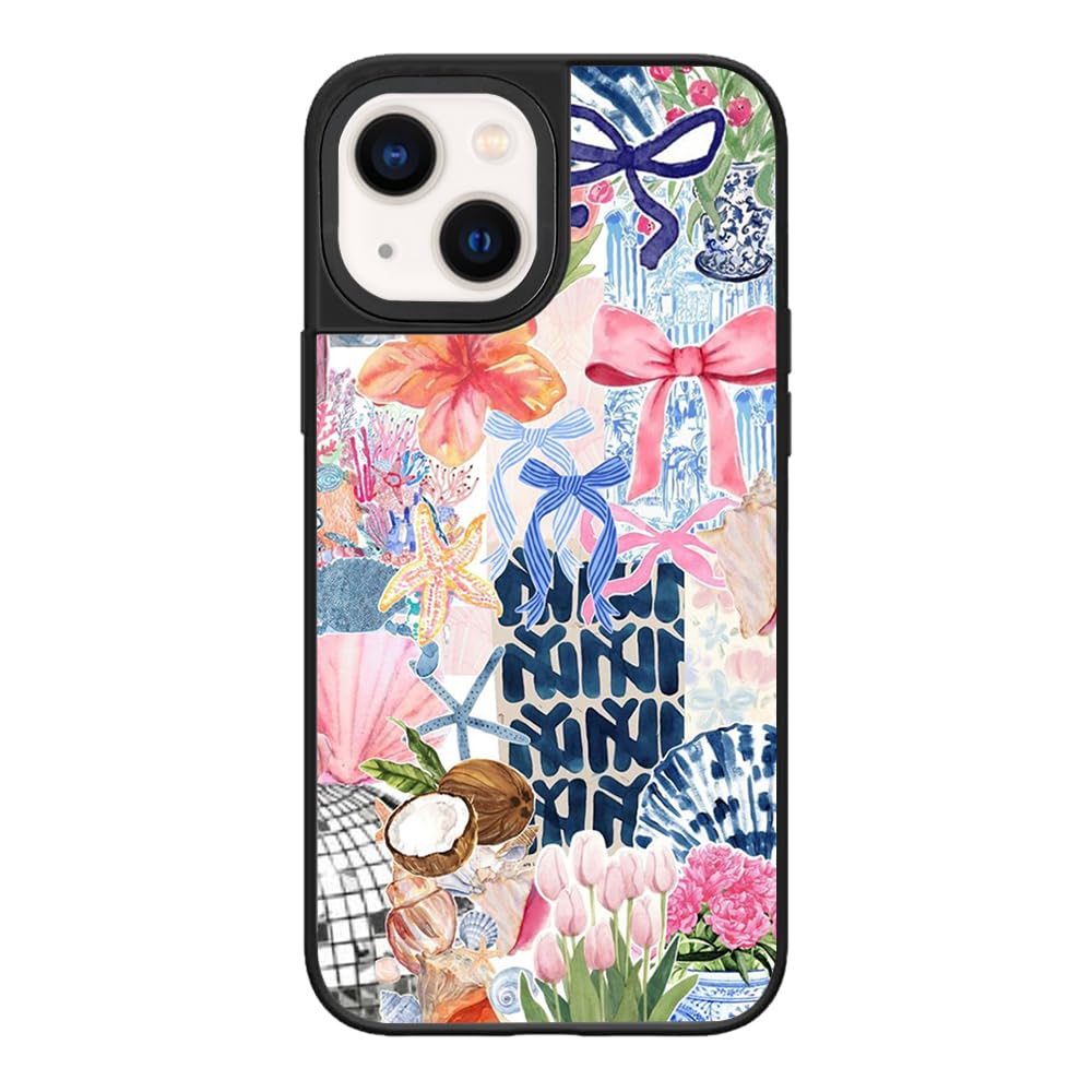 Ehreus for iPhone 13 Phone Case, Cute Aesthetic Coquette European Summer Pattern Shock-Absorbent Protective iPhone 13 Case for Women Girls Girly