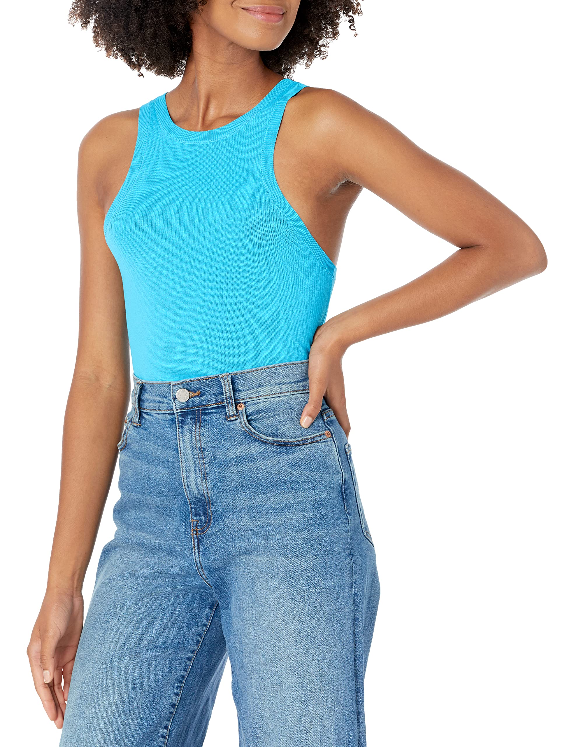 The Drop Women's @lucyswhims Fitted Cutaway Racer Tank Sweater, Ocean Blue, XXL