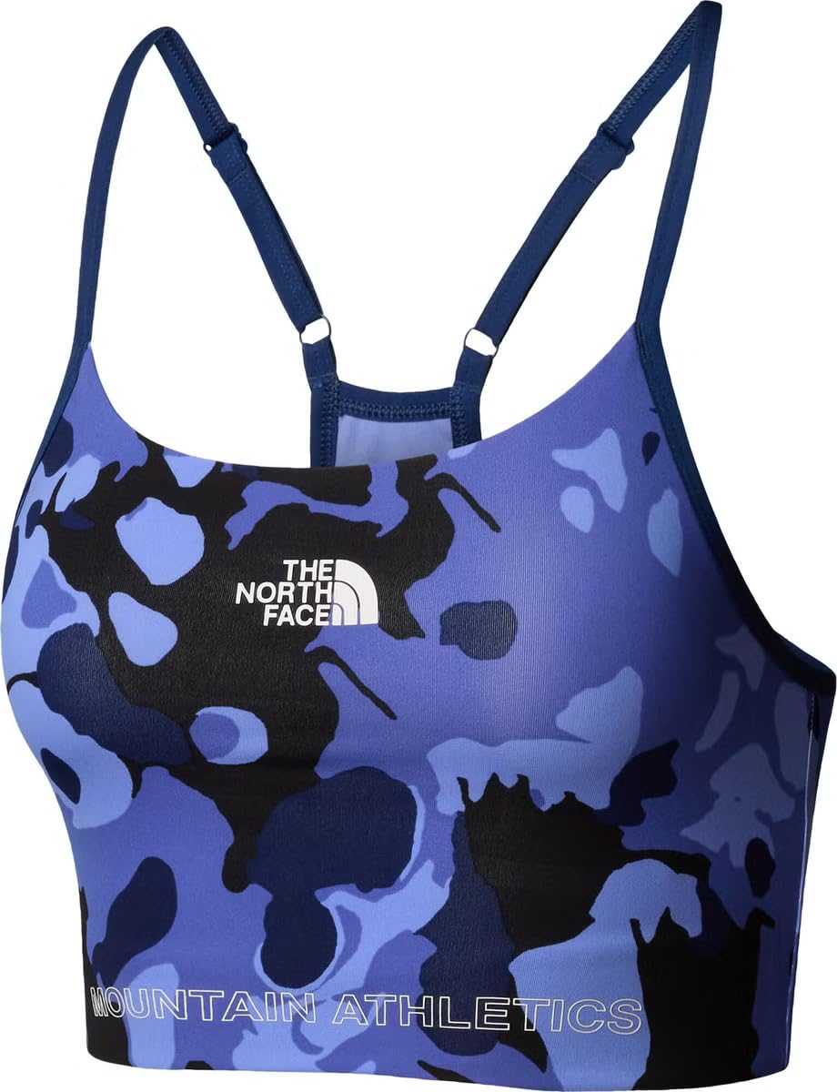 The North Face Women's Mountain Athletics Flex Light AOP Sports Bra, Virtual Blue Light Show, L