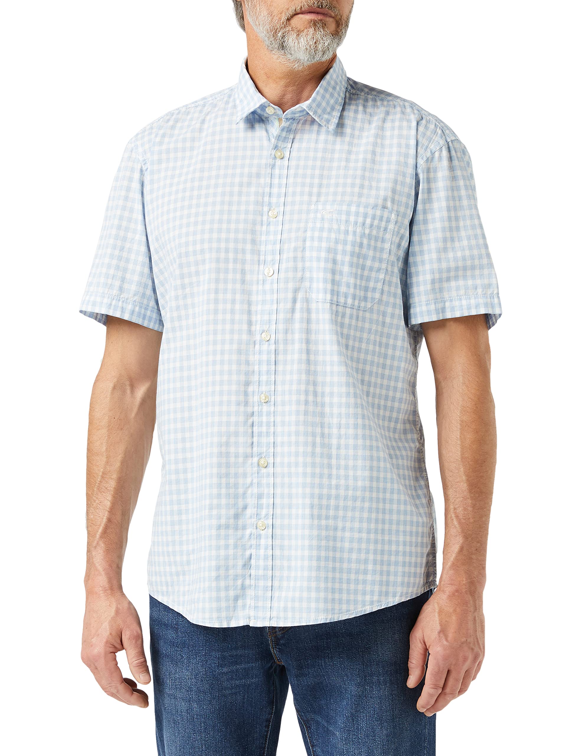 camel active Men's Casual Shirts Casual Shirt, Blue (Light Blue 10), S