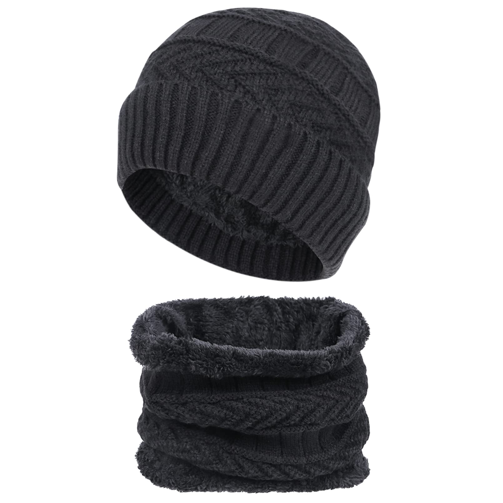 Chalier Cozy Men's Winter Chunky Classic Knitted Beanie Hat Thick Warm Black
