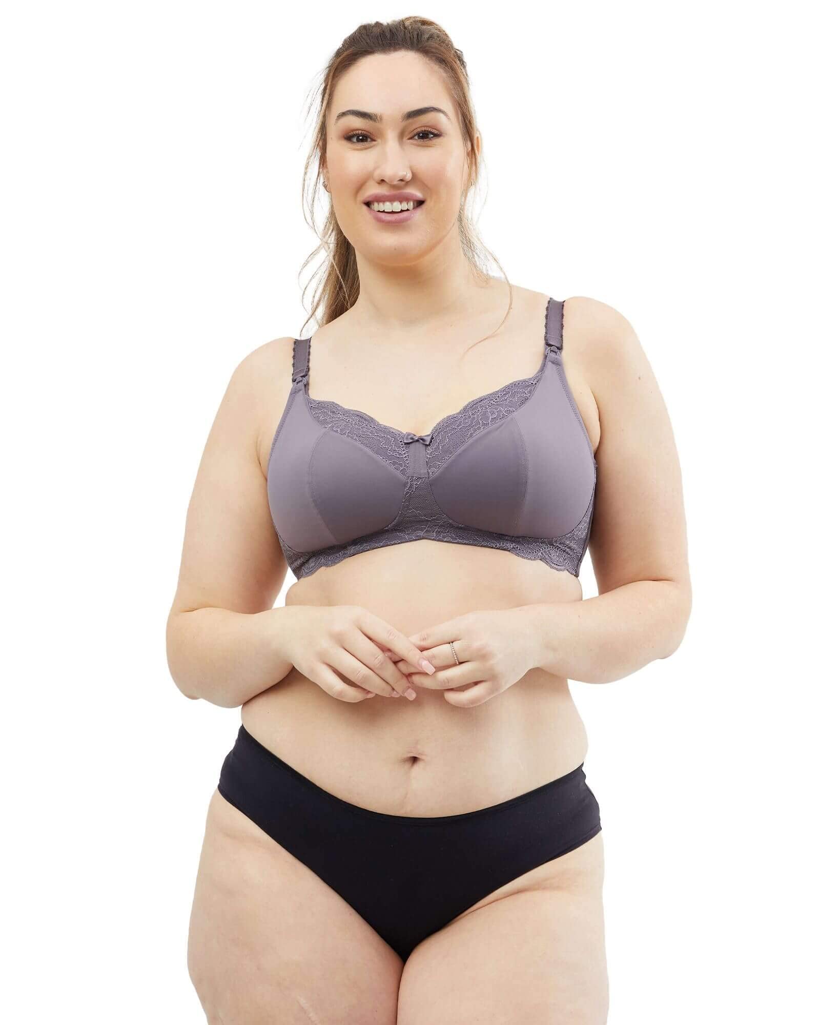 Cake Maternity Taffy Wire Free Nursing Bra, Soft Cup Full Coverage Maternity Bra, 36DD UK/ 36E US, Grape