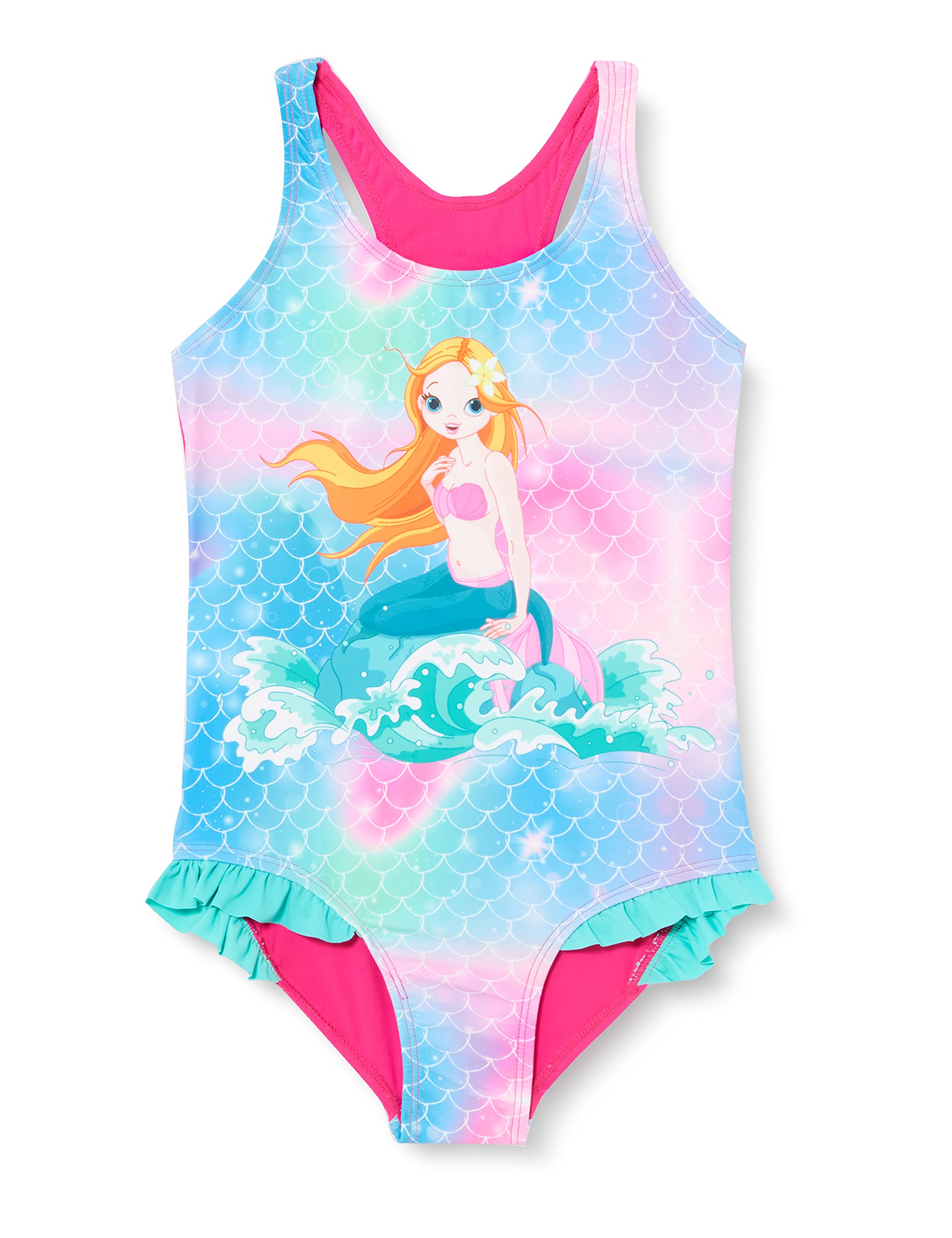 Playshoes Girl's UV-Schutz Badeanzug One Piece Swimsuit, Mermaid, 134/140