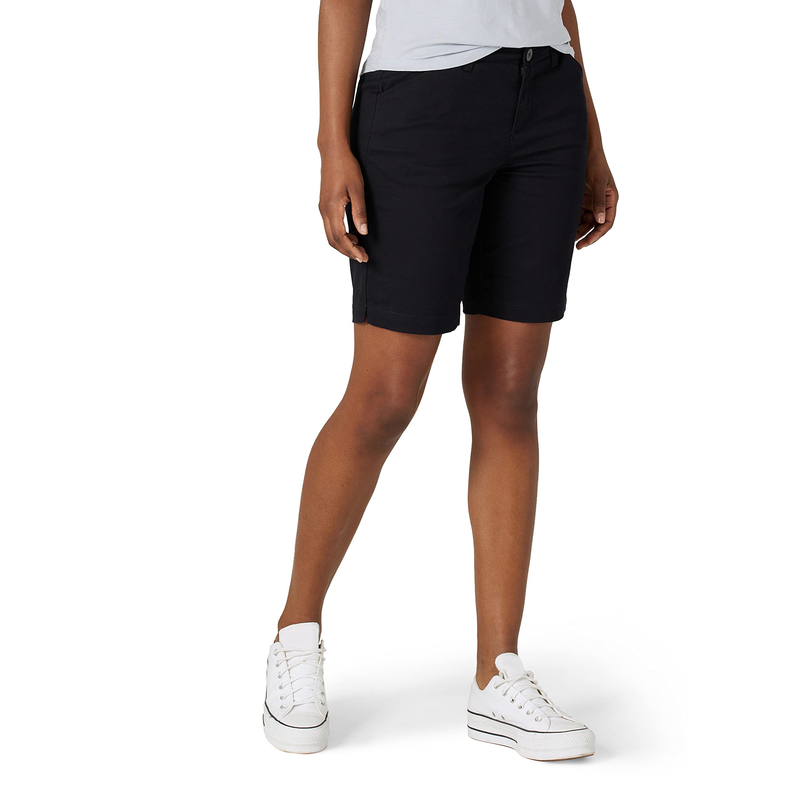 Lee Women's Regular Fit Chino Bermuda Short, Jet Black, 0