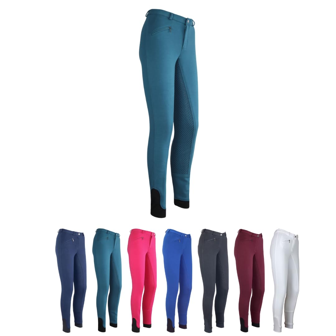 RL24 - Children's Flex Basicline Jodhpurs | Riding Trousers for Girls and Boys | Silicone Full Seat Riding Breeches | Skin-friendly, Breathable & Elastic | Riding Leggings for Children | Unisex Riding