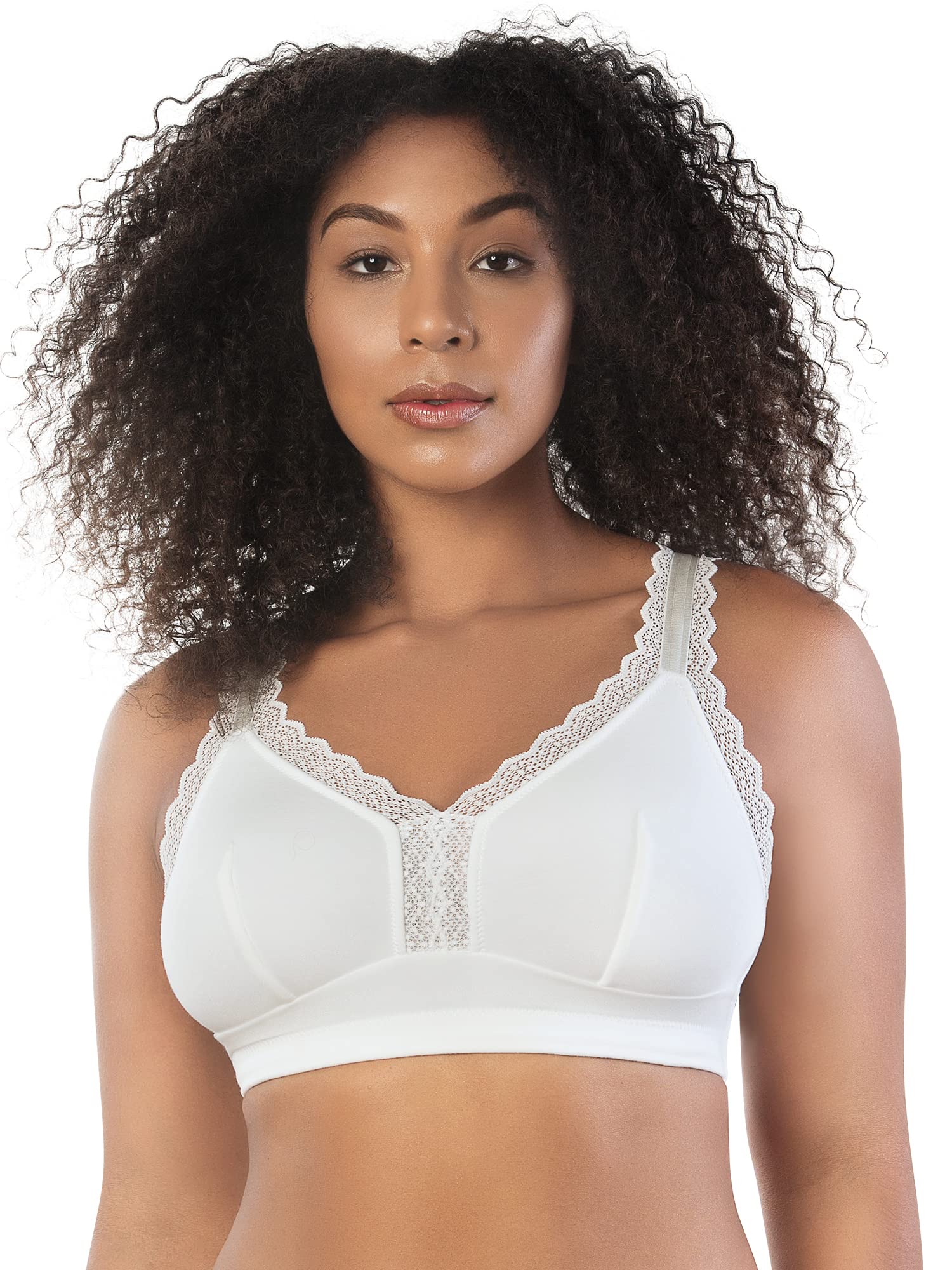 Parfait Dalis P5641 Women's Full Busted and Curvy Wire Free Bralette-Pearl White-32F