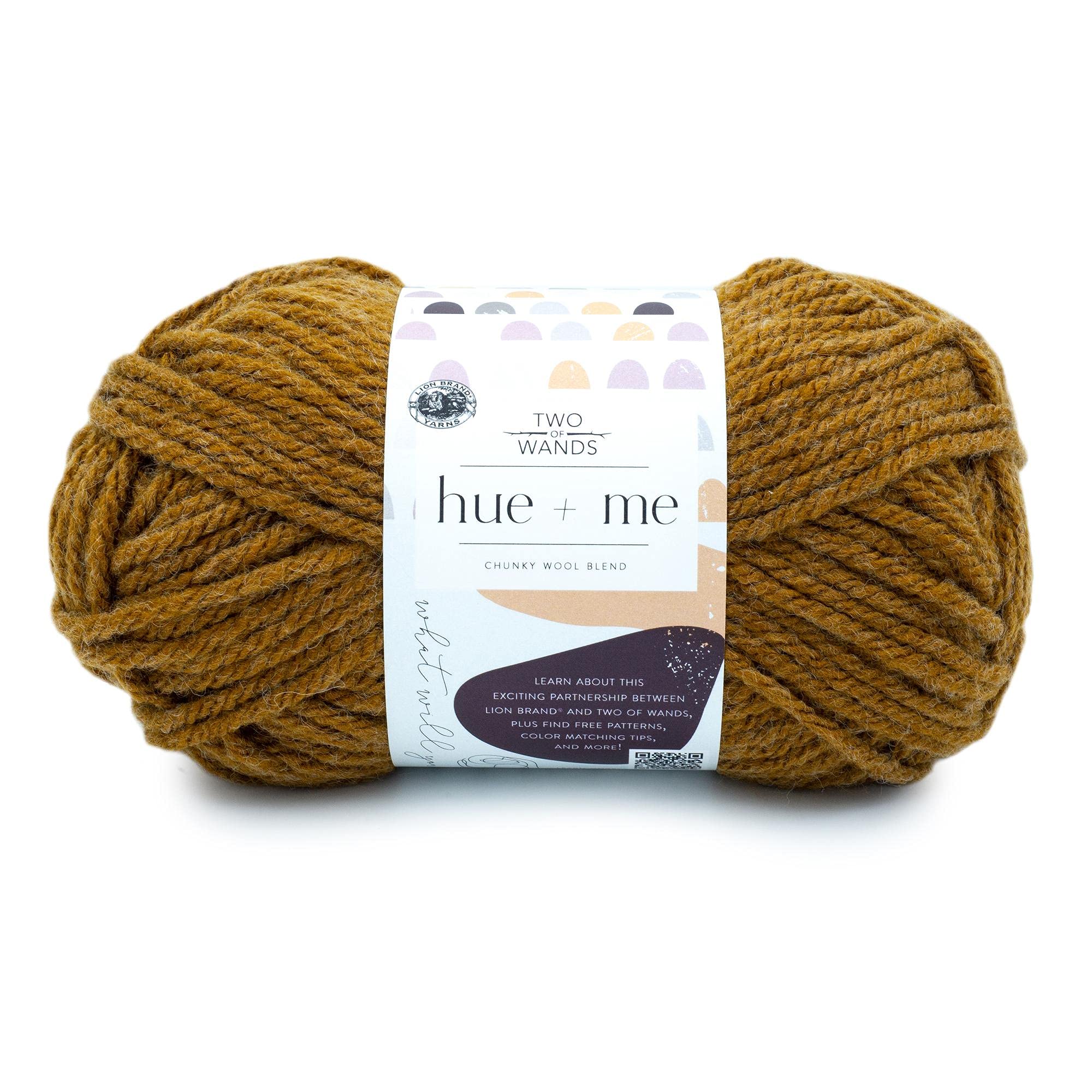 Lion Brand Yarn Hue+Me, Soft, Bulky Wool Blend Yarn for Knitting, Crochet, and Crafts, Arrowwood, 1 Pack