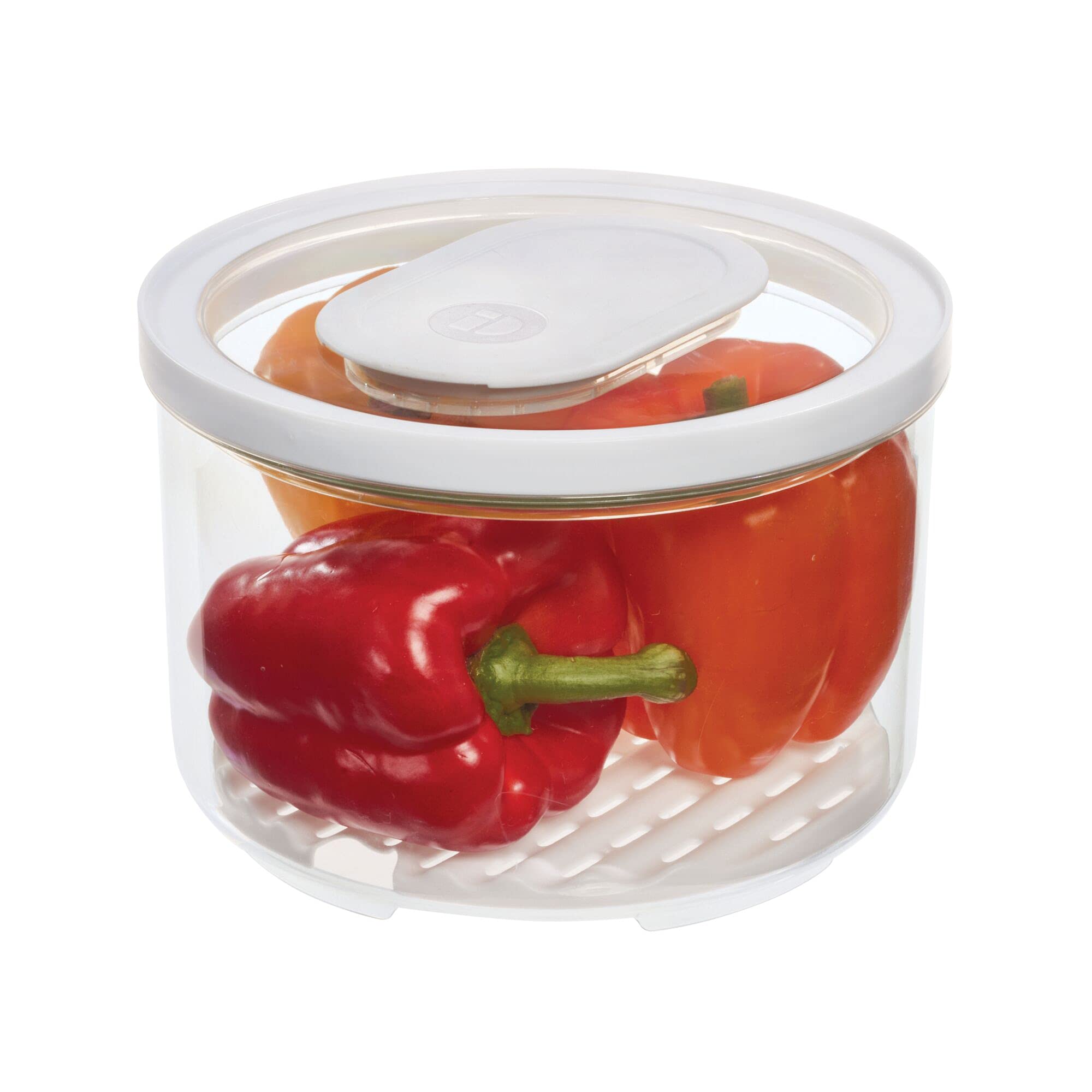 iDesign iD Fresh BPA-Free Recycled Plastic Produce Kitchen Bowl, Fridge Organiser, Suitable for Fruit and Veg Storage, Large, Clear/White/Green, 20.96/20.96/14.22 cm