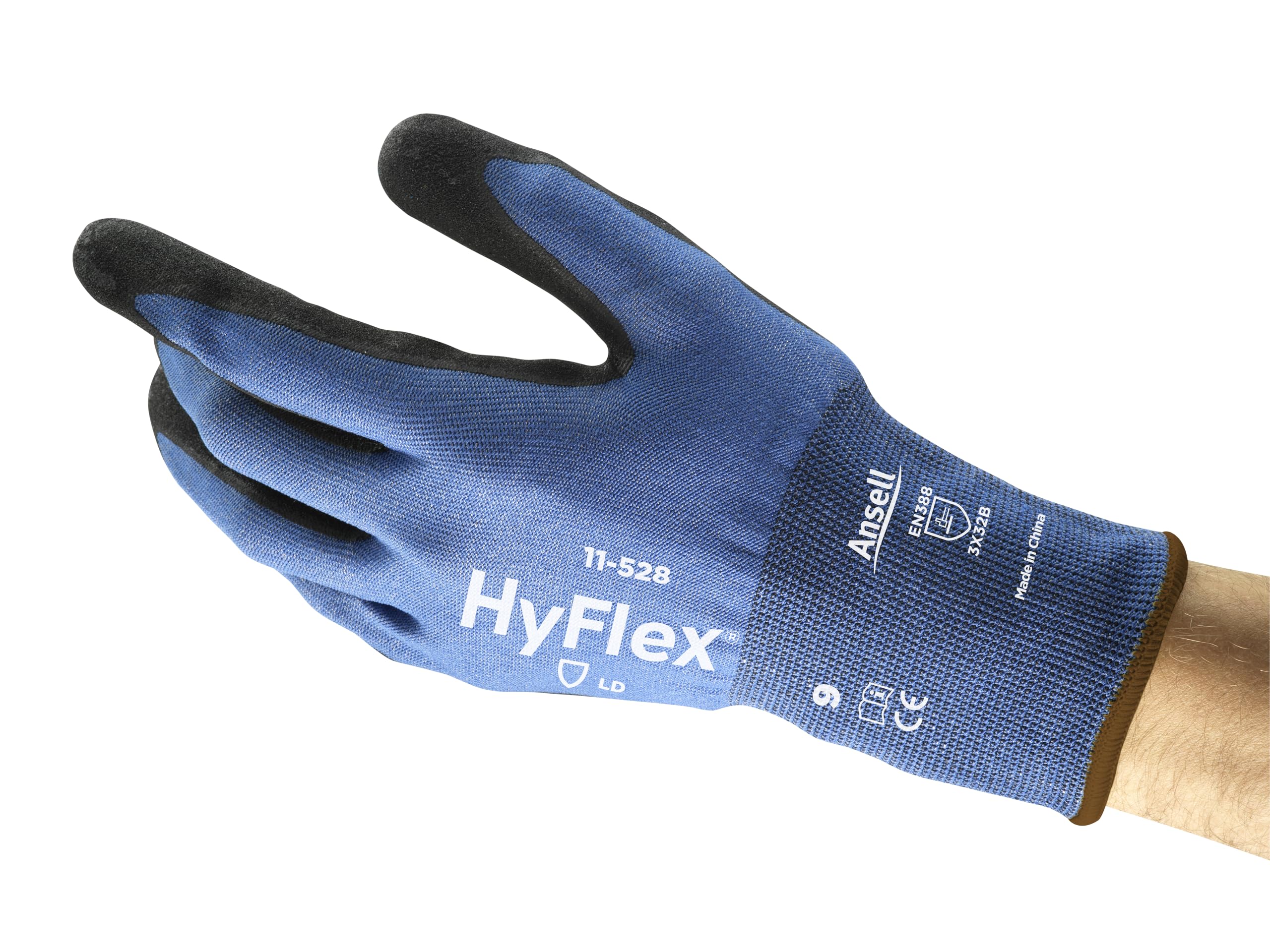 Ansell Hyflex 11-528 Safety Work Gloves Mechanical Protection, Size 10 (XL), (12 Pairs)