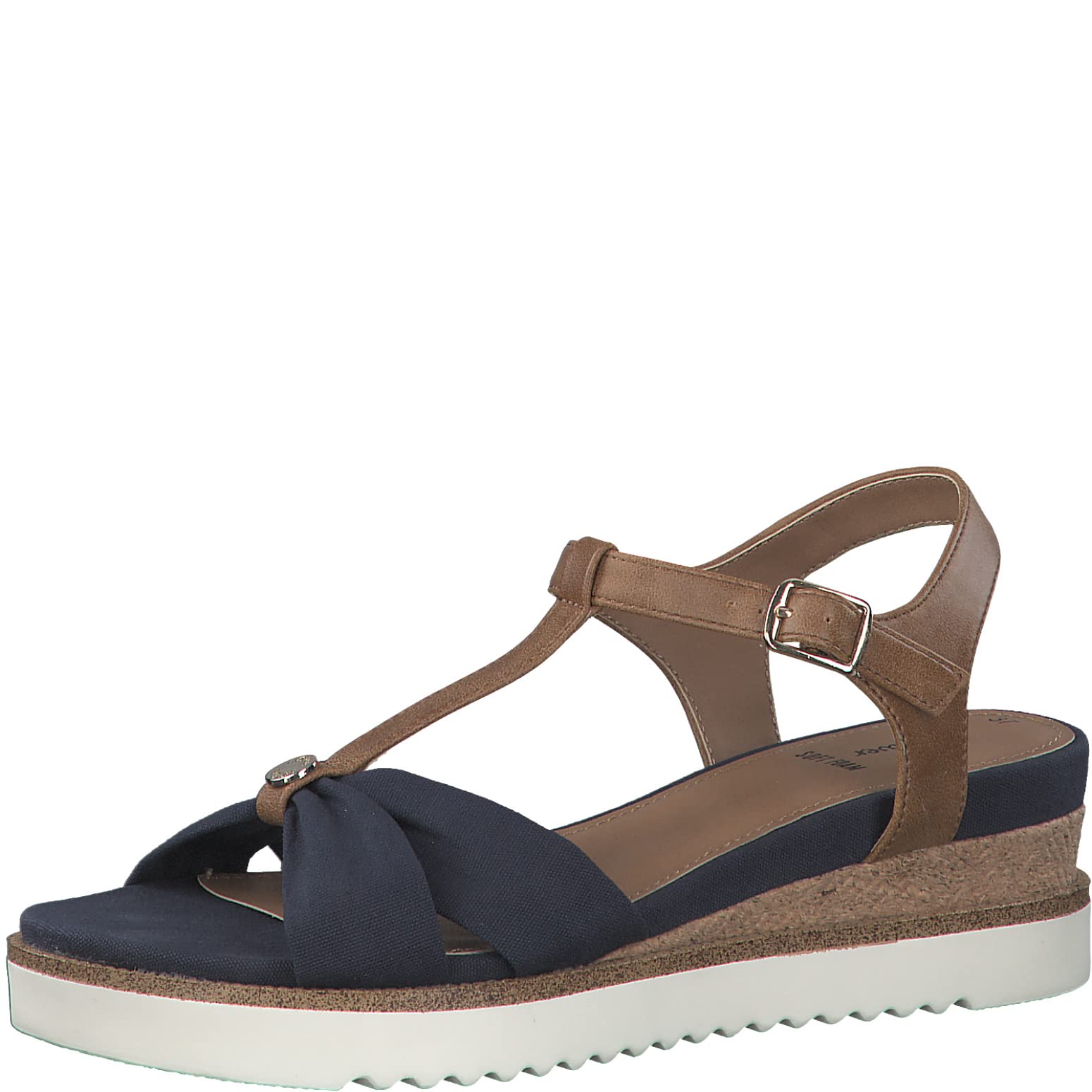 s.Oliver Women's 5-5-28205-28 Flat Sandal, Navy Comb, 6.5 UK