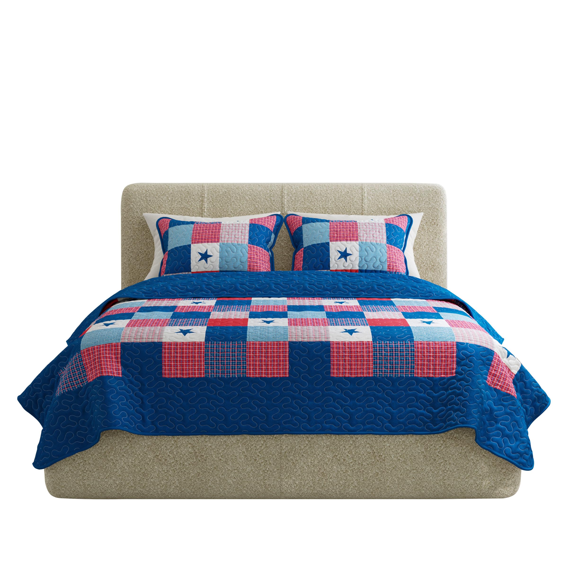 Lavish Home Caroline 3 Piece Quilt Set-King, Multicolor