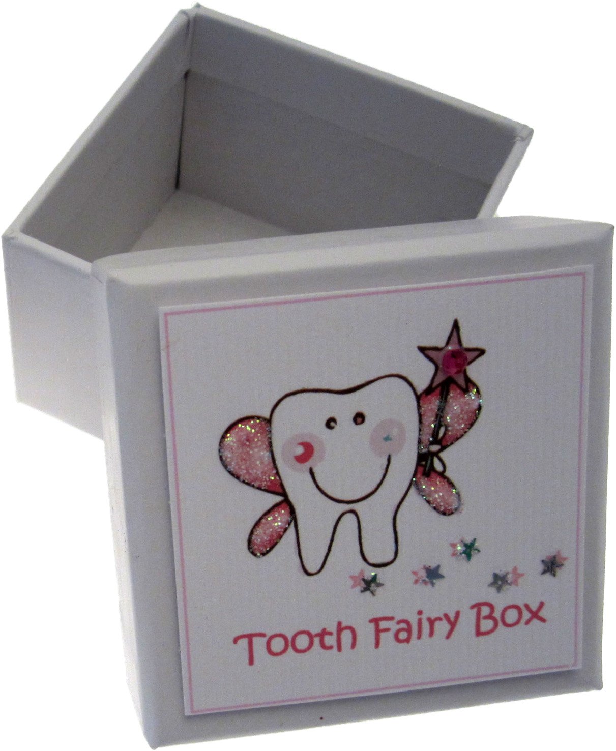 White Cotton Cards Girls Tooth Fairy Tooth Box (Pink), TFB1