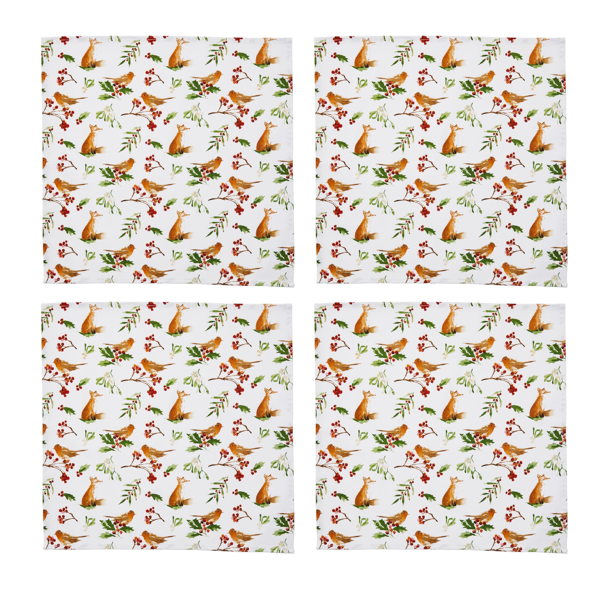 Cooksmart Set of 4 British Designed Christmas Napkins | Christmas Table Napkins For Parties, Events & Xmas Dinners | Cotton Xmas Napkins For All Festive Occasions - A Winters Tale