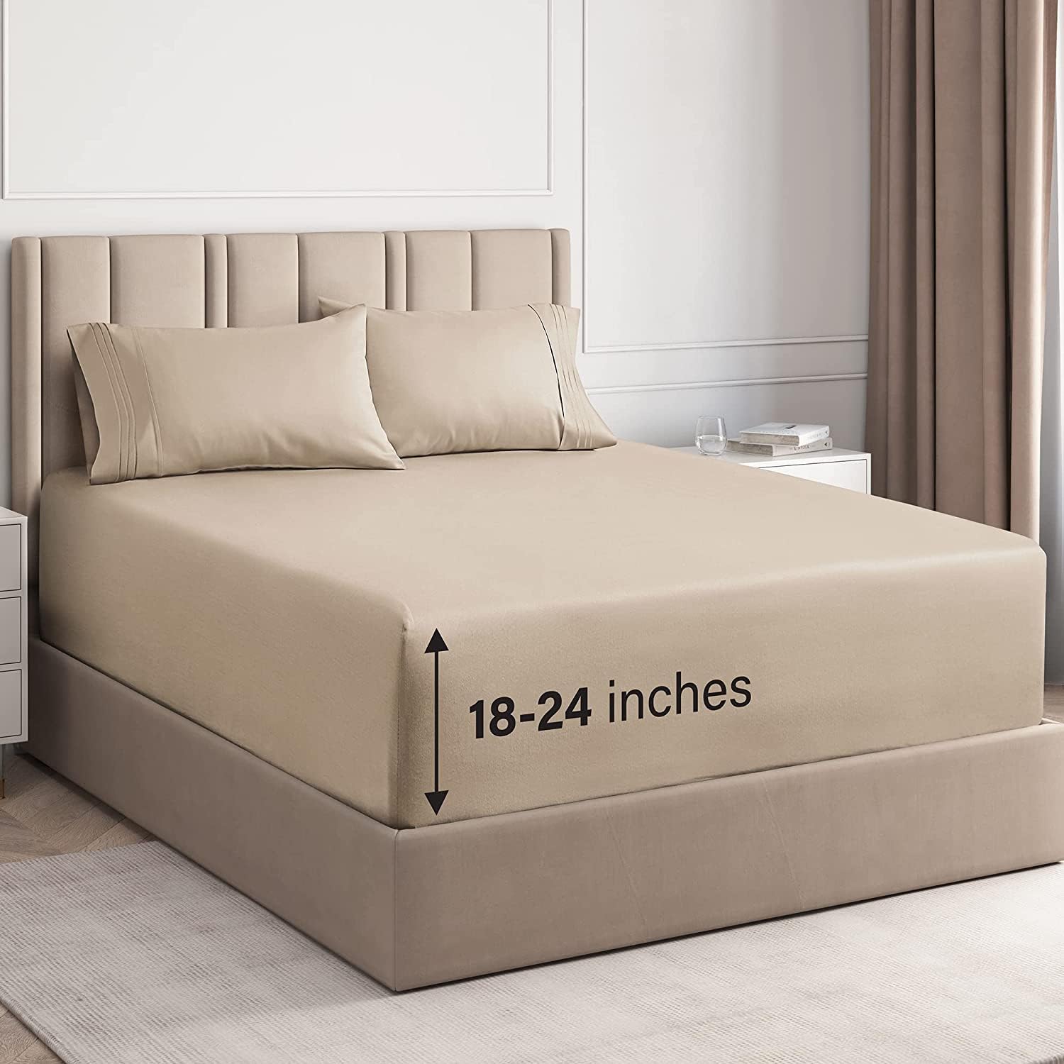 Extra Deep Pocket Twin Sheets - 4 Piece Sheet Set - Easily Fits Extra Deep Mattresses