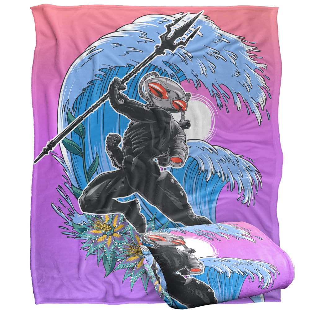 AQUAMAN and The Lost Kingdom Blanket, 152 x 127 cm Black Manta Waves Silky Touch Super Soft Throw Blanket