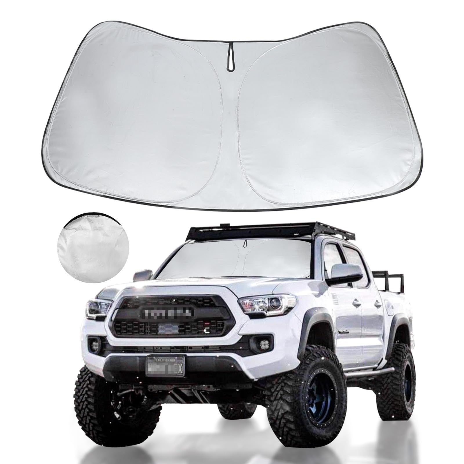 HOHUIGO Windshield Sun Shade Window Sunshade Custom Fit 2023 2022 2021 2020 2019 2018 2017 Toyota Tacoma 2Dr 4Dr Pickup Truck Accessories Foldable SUV Sun Visor Shield Protector Limited 2Door 4Door